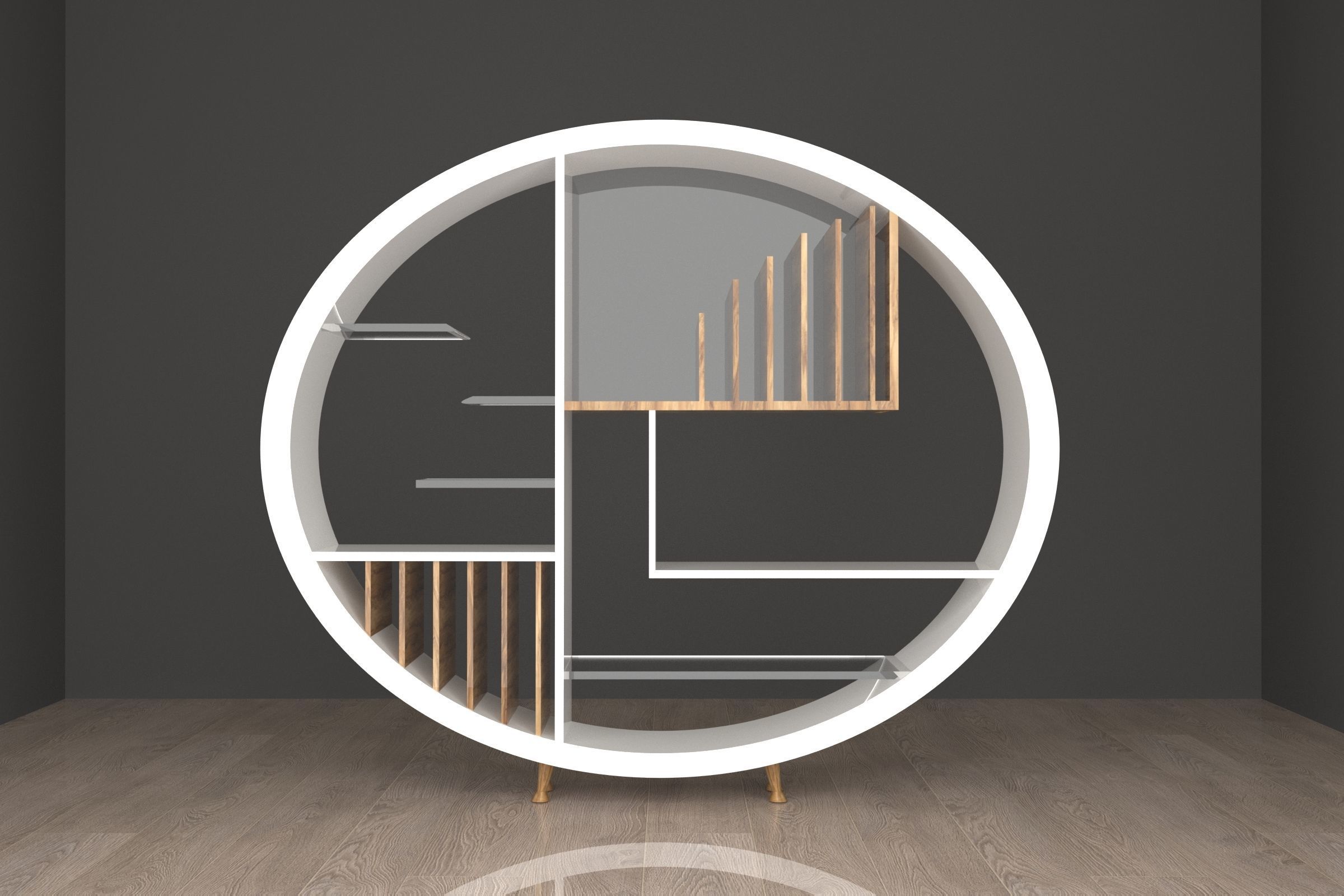 Modern bookcase  3D model_2