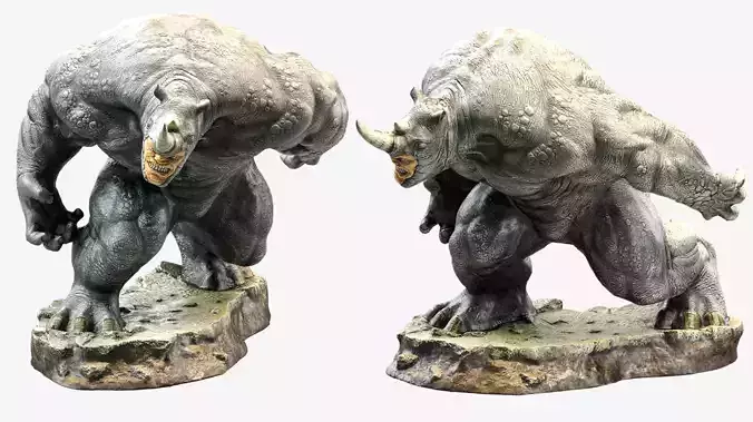 Rhino - 3d Model statue of monster Low-poly 3D model