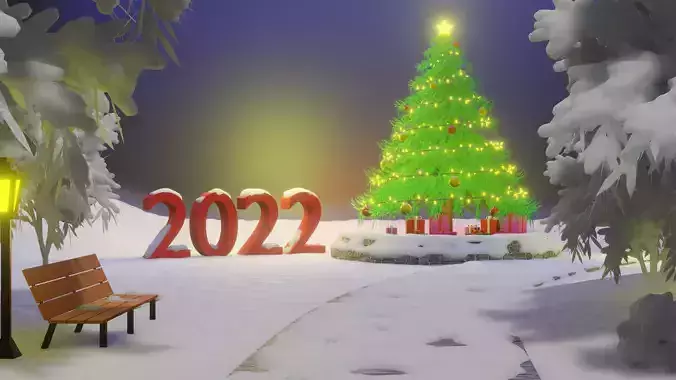 3D rendering scene beautiful christmas tree