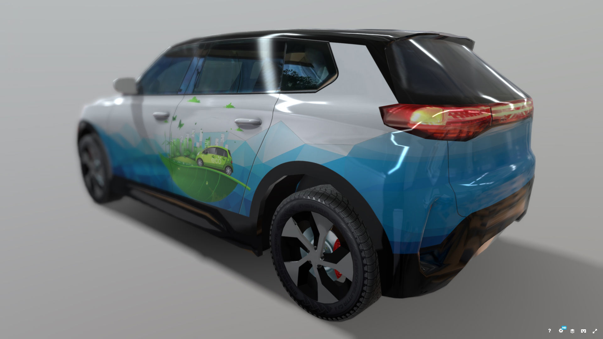 ENEVA electric futuristic car Low-poly 3D model_5