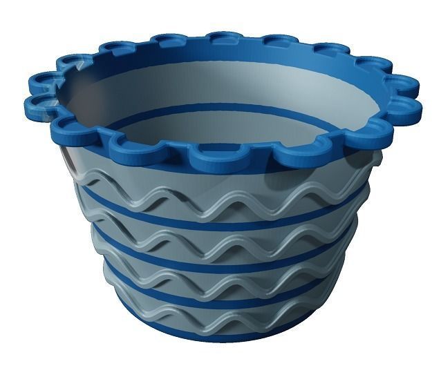 MultiColor Flower Pot Low-poly 3D model_1