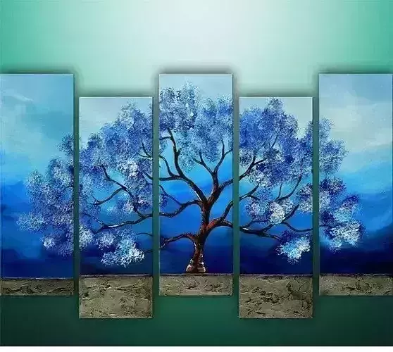 Picture 3D model tree oil painting on canvas