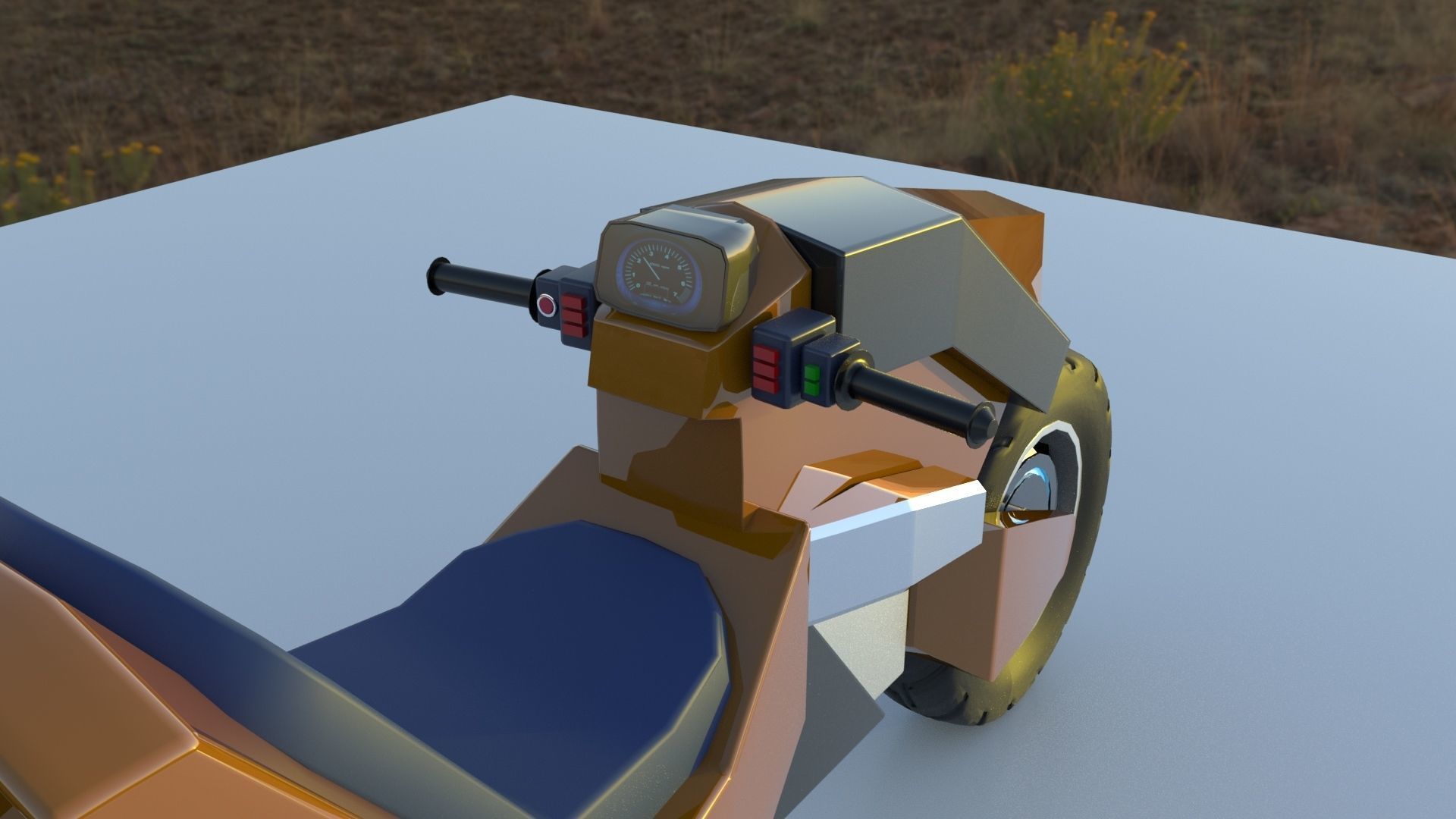  Motorcycle Cyberpunk Low Poly Low-poly 3D model_8