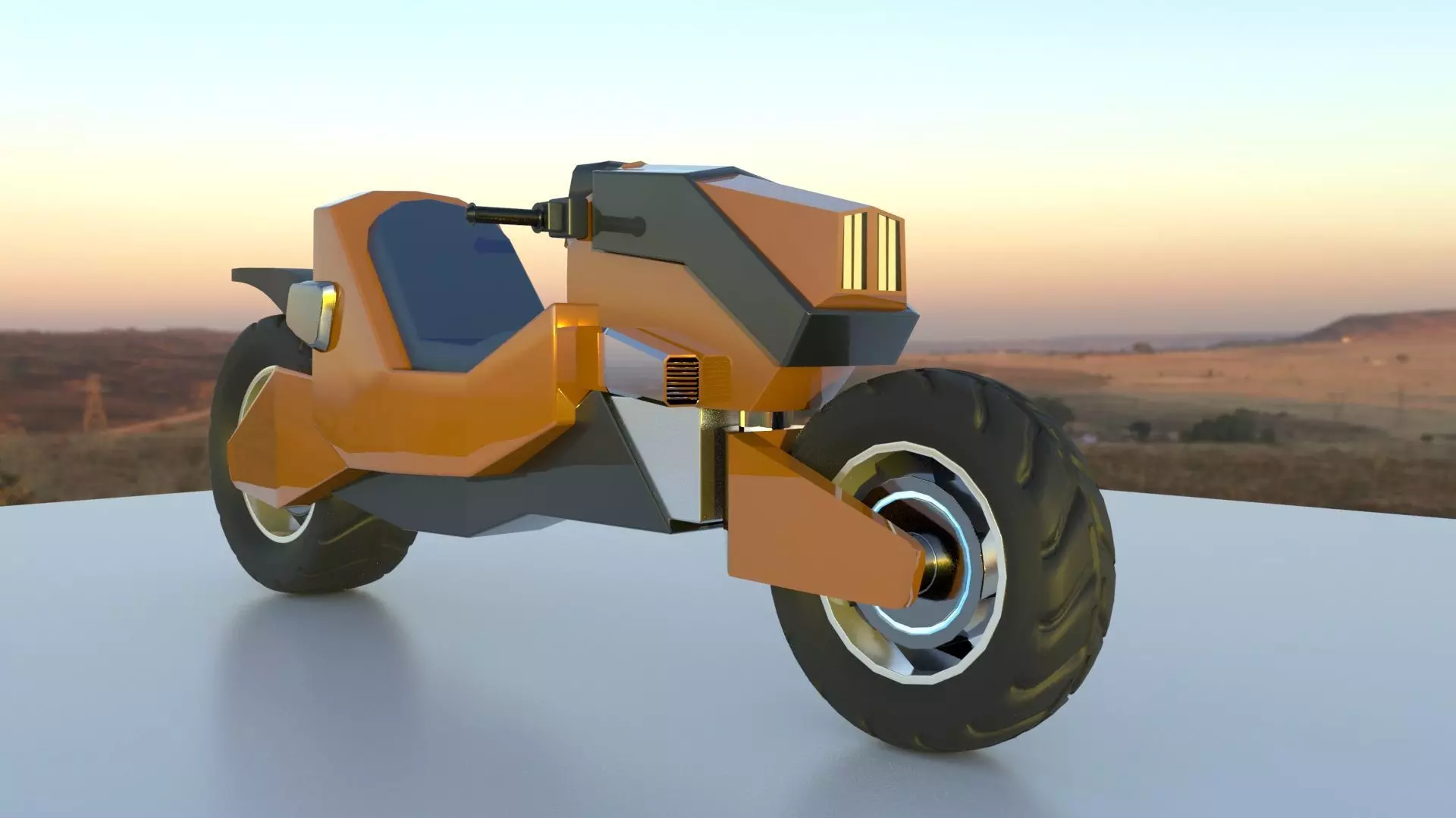  Motorcycle Cyberpunk Low Poly Low-poly 3D model_0