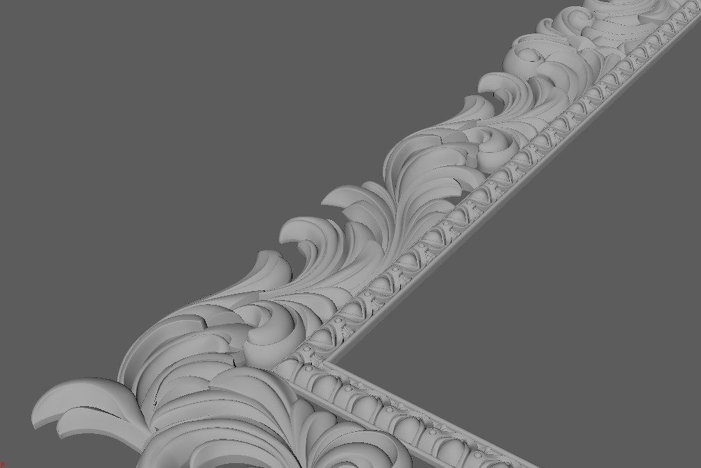 mirror gold ornate frame 3D model_2