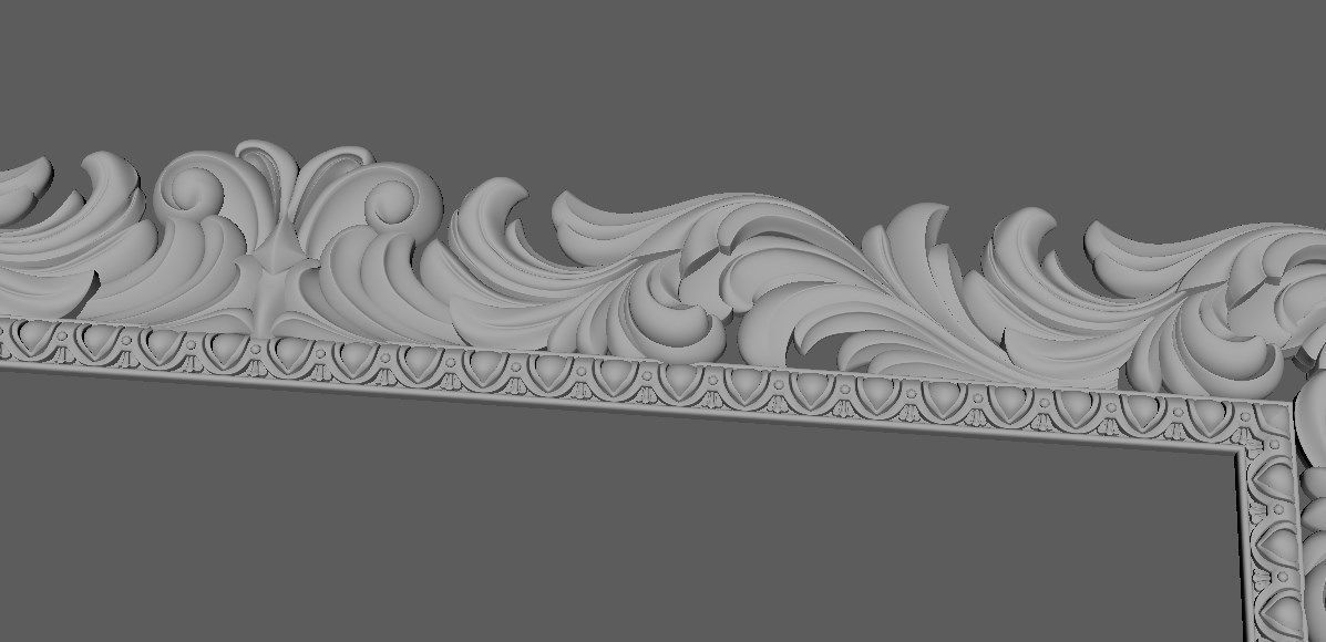 mirror gold ornate frame 3D model_1