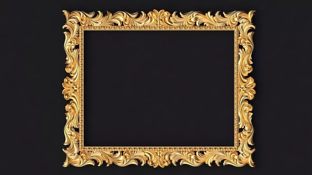 mirror gold ornate frame 3D model_0