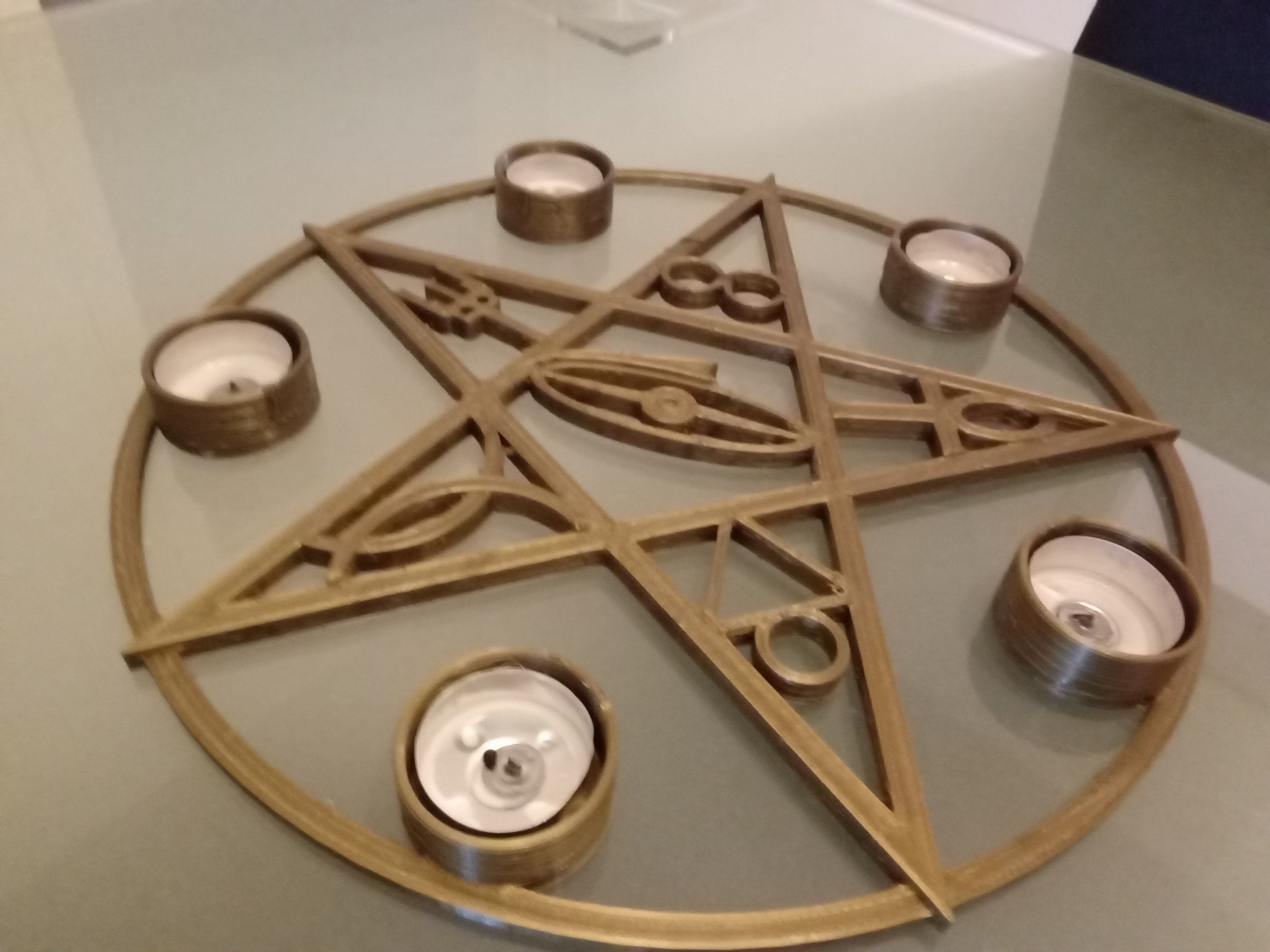 Gothik pentagram candle holder 3D print model_18