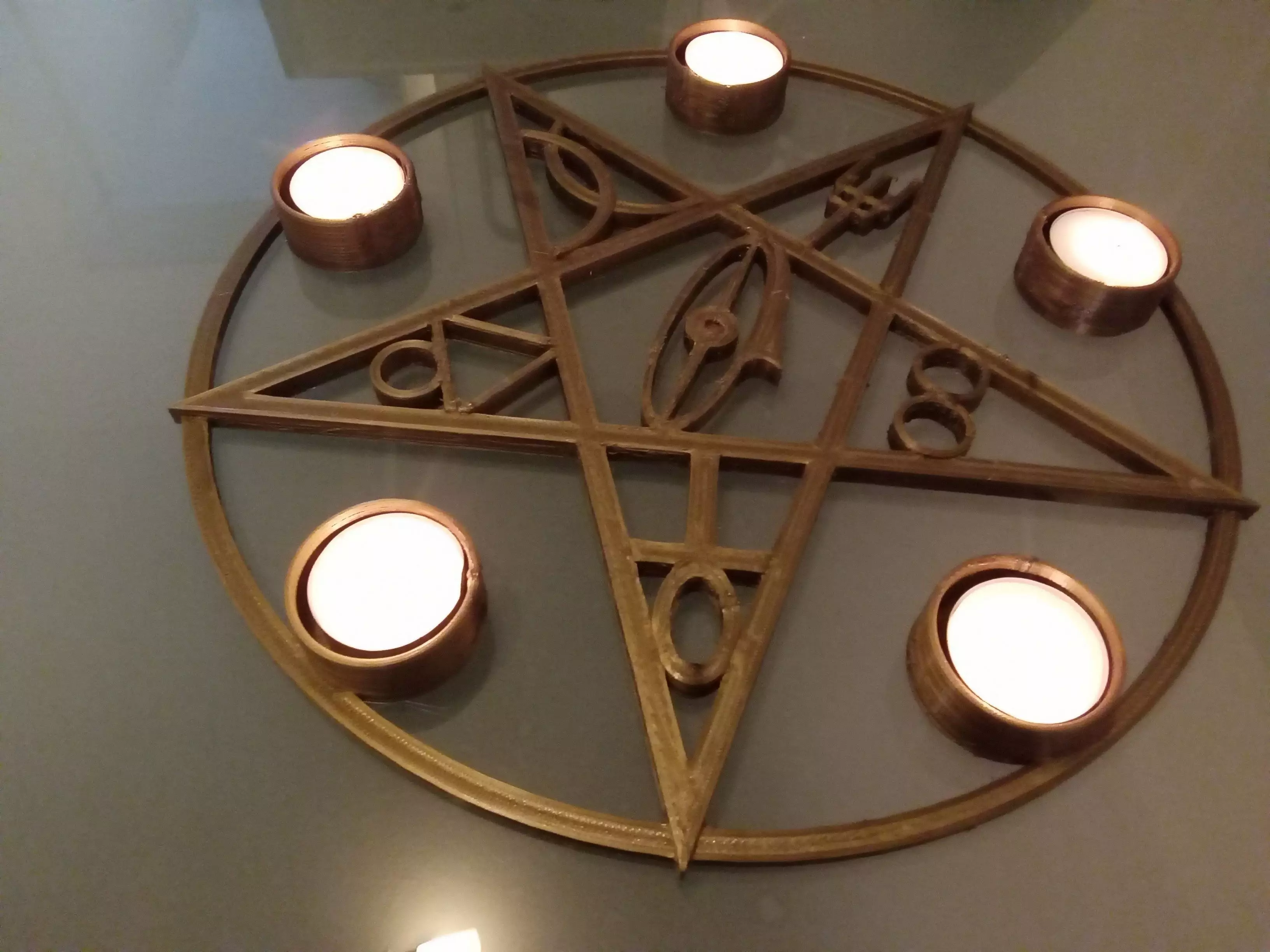 Gothik pentagram candle holder 3D print model_0