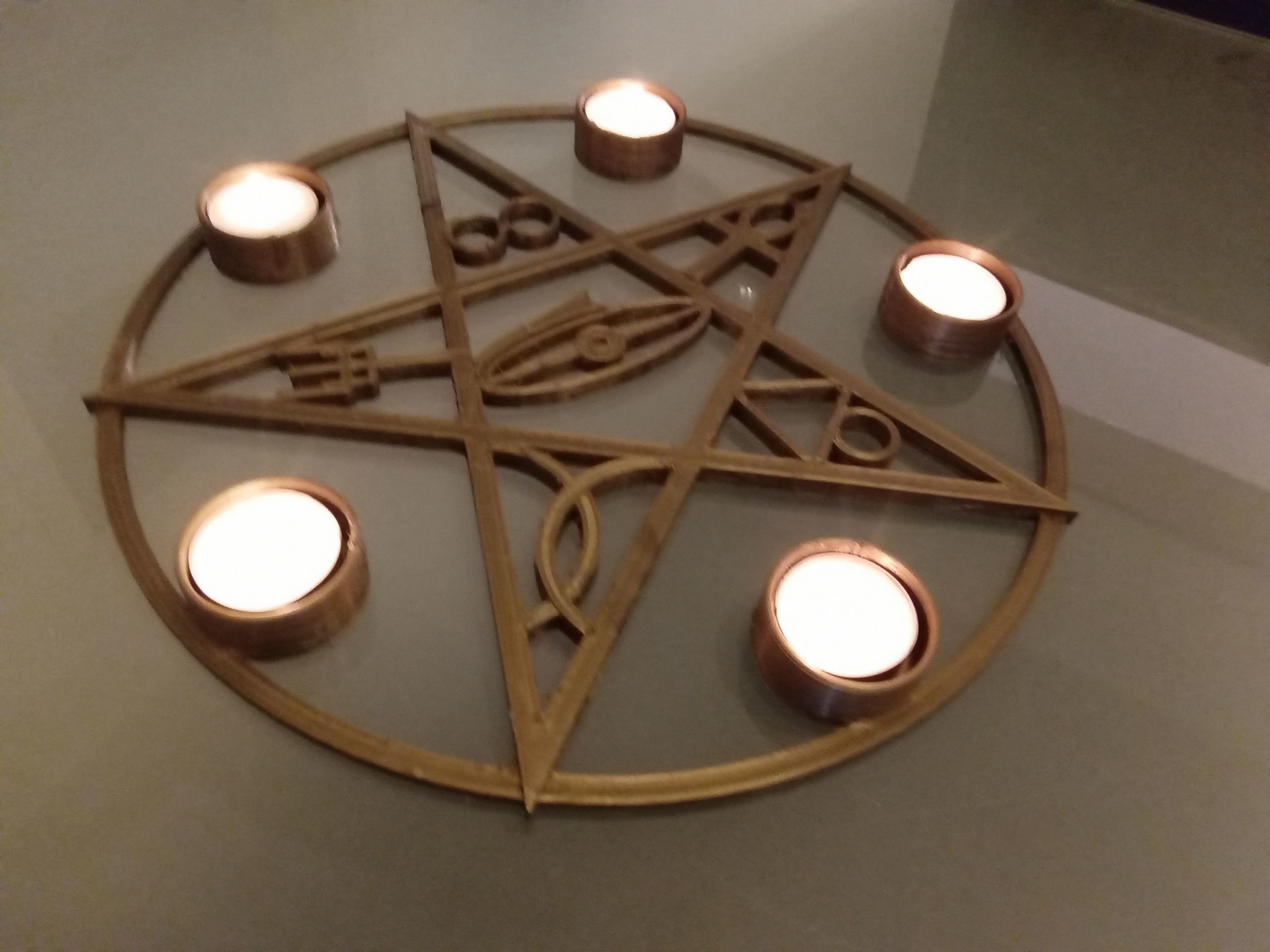 Gothik pentagram candle holder 3D print model_21
