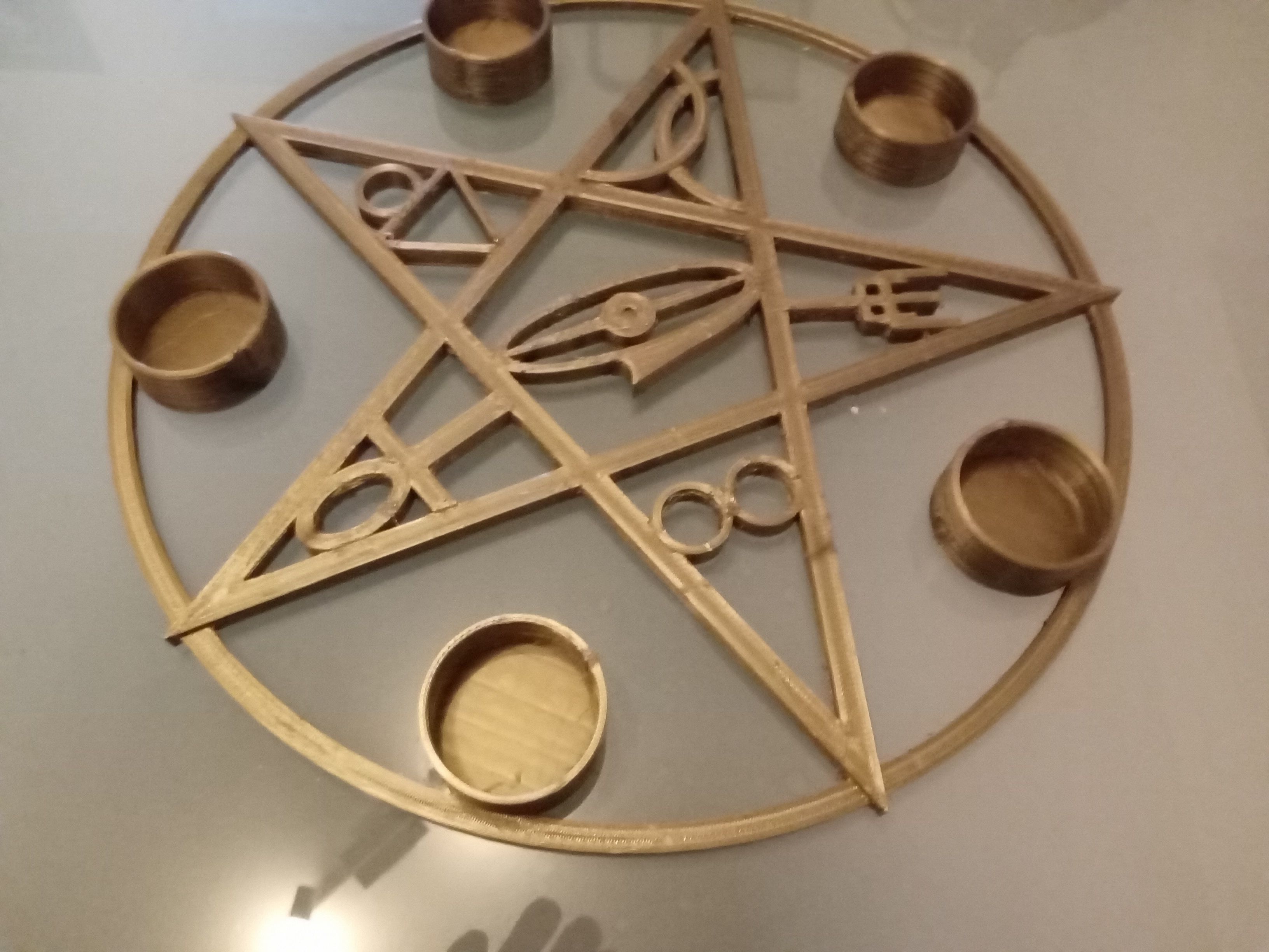 Gothik pentagram candle holder 3D print model_14