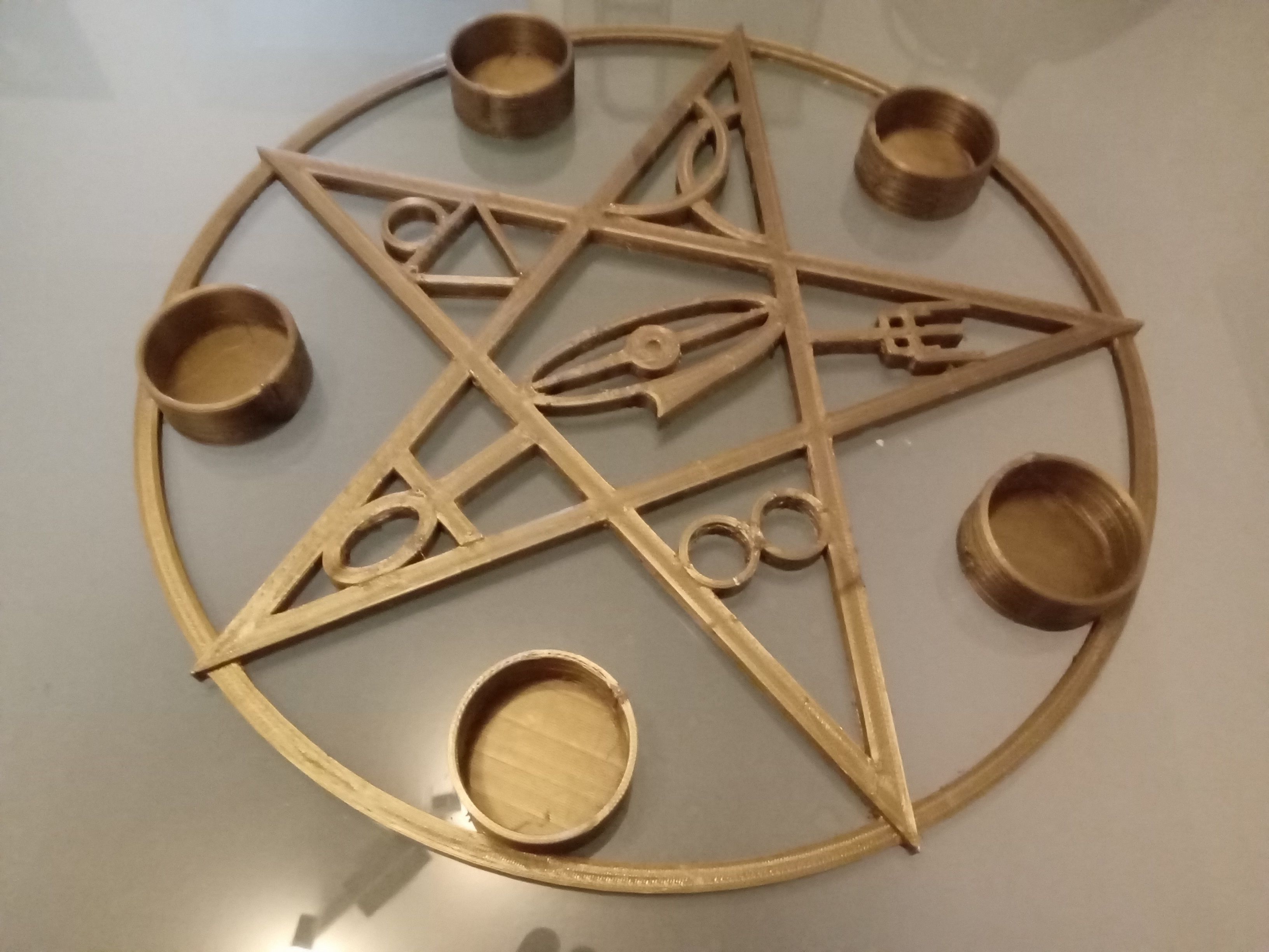 Gothik pentagram candle holder 3D print model_12