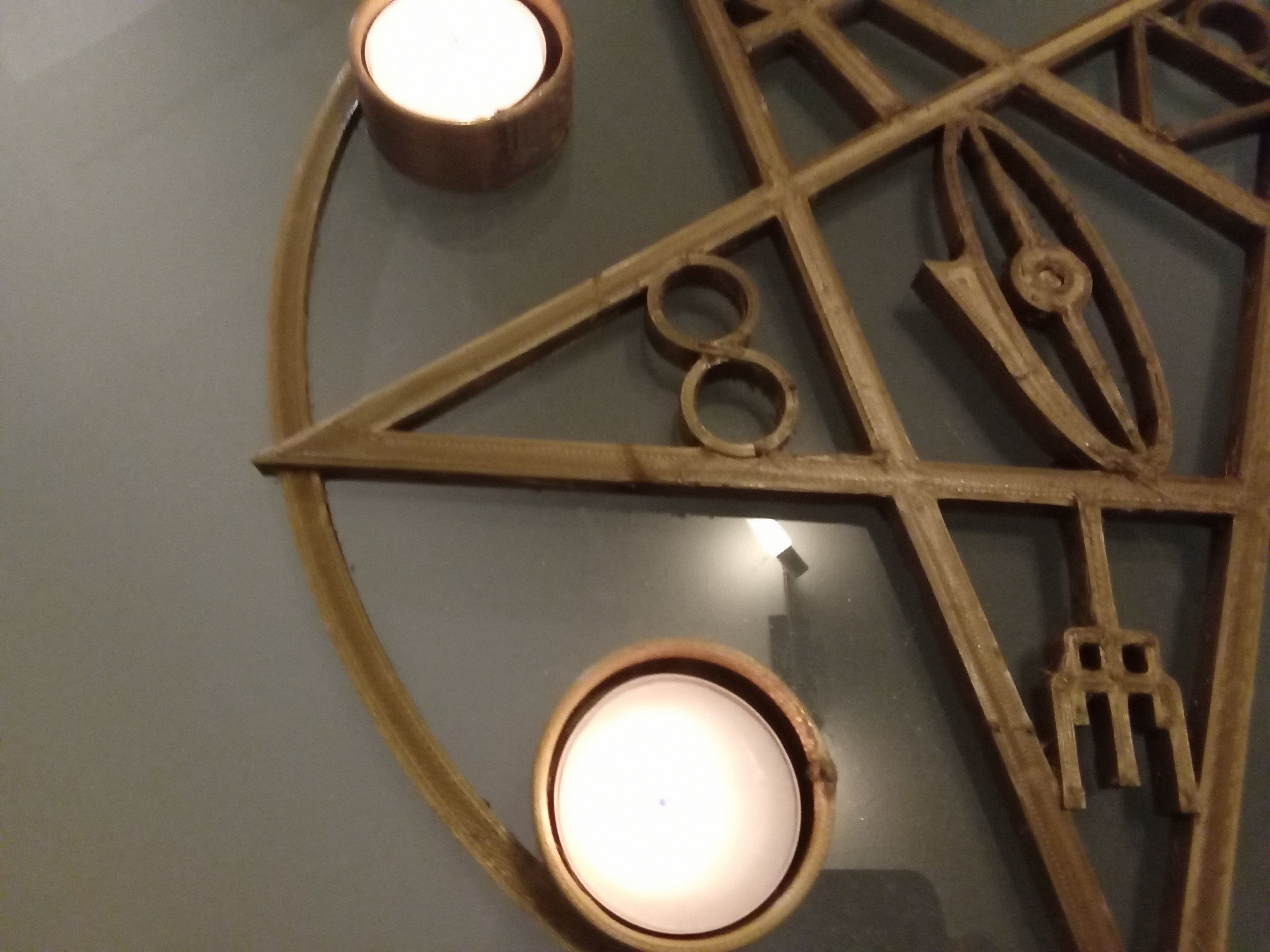 Gothik pentagram candle holder 3D print model_26