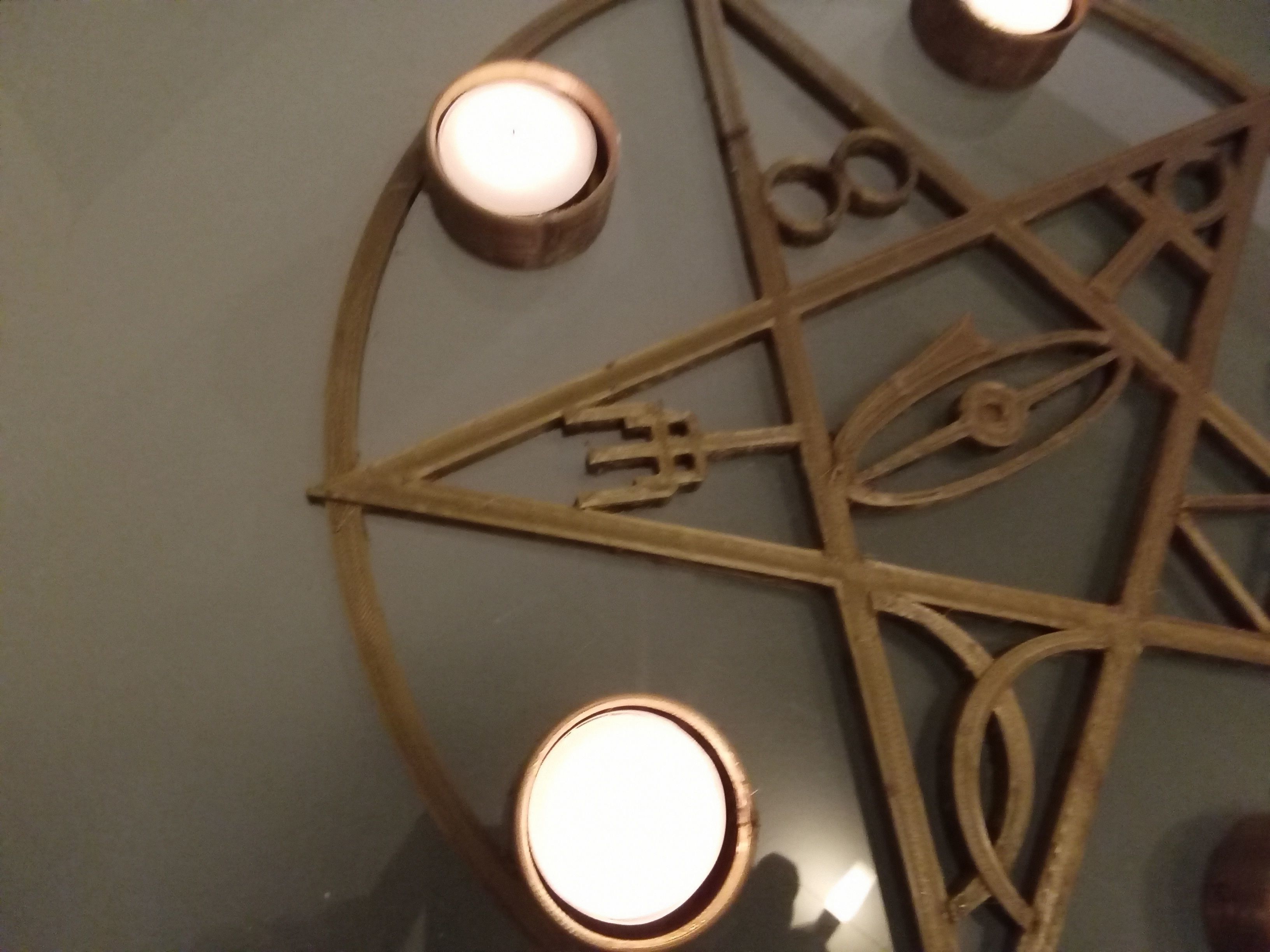 Gothik pentagram candle holder 3D print model_23