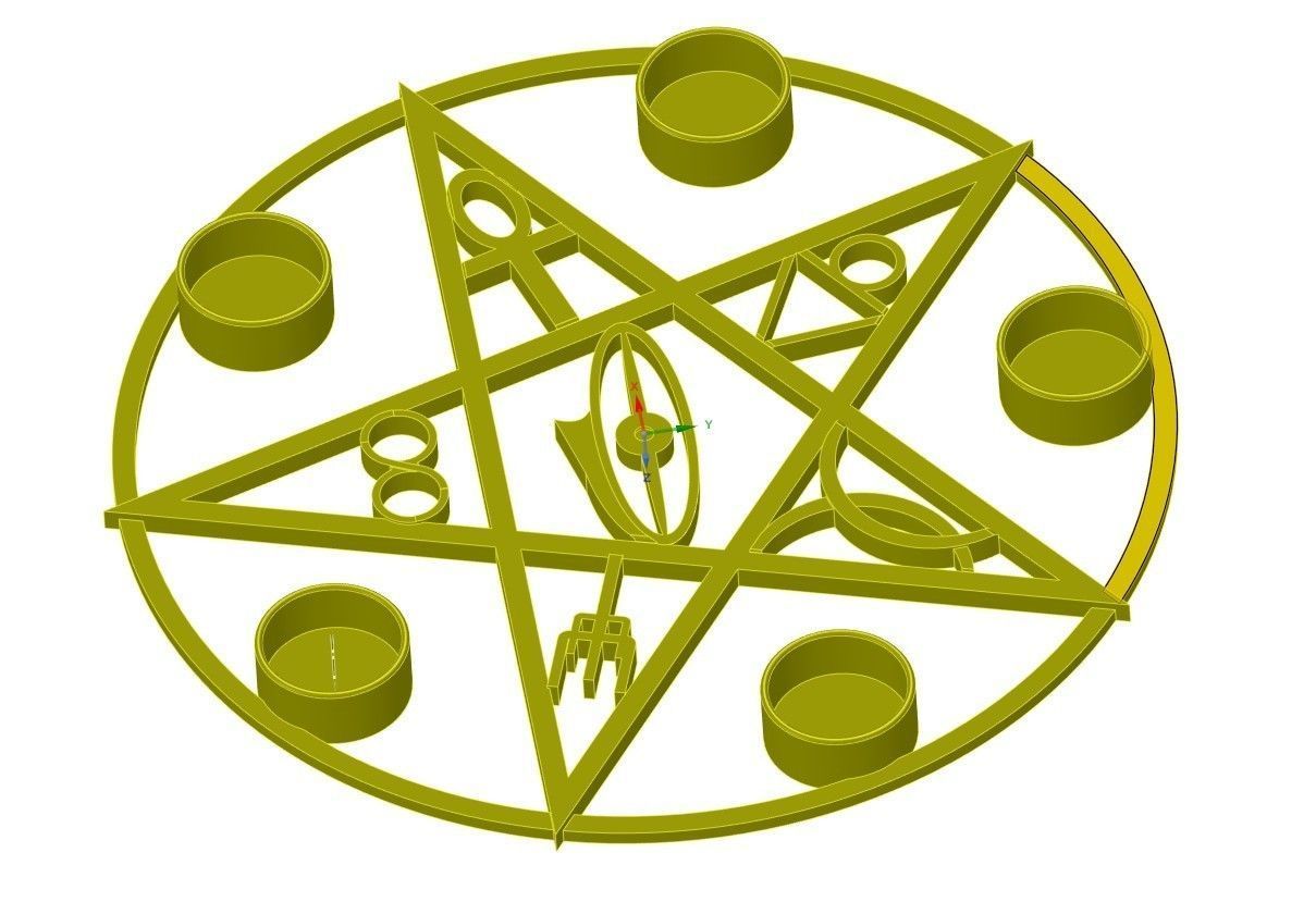 Gothik pentagram candle holder 3D print model_8