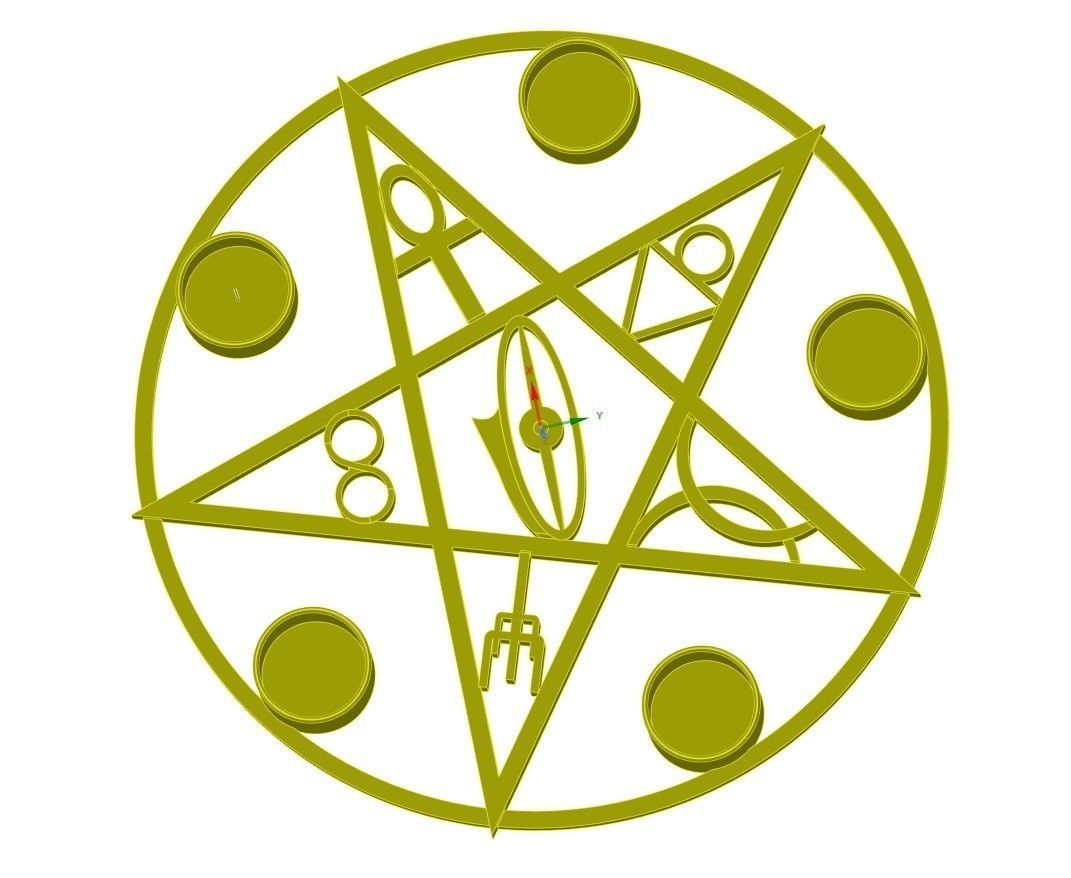 Gothik pentagram candle holder 3D print model_7