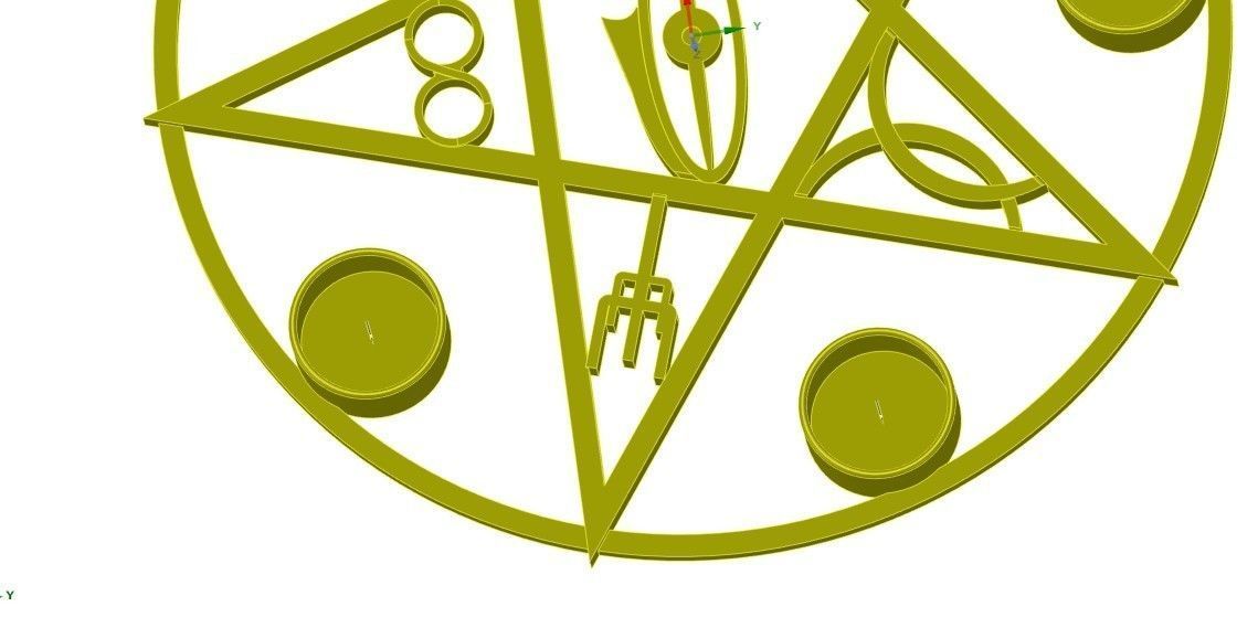 Gothik pentagram candle holder 3D print model_9