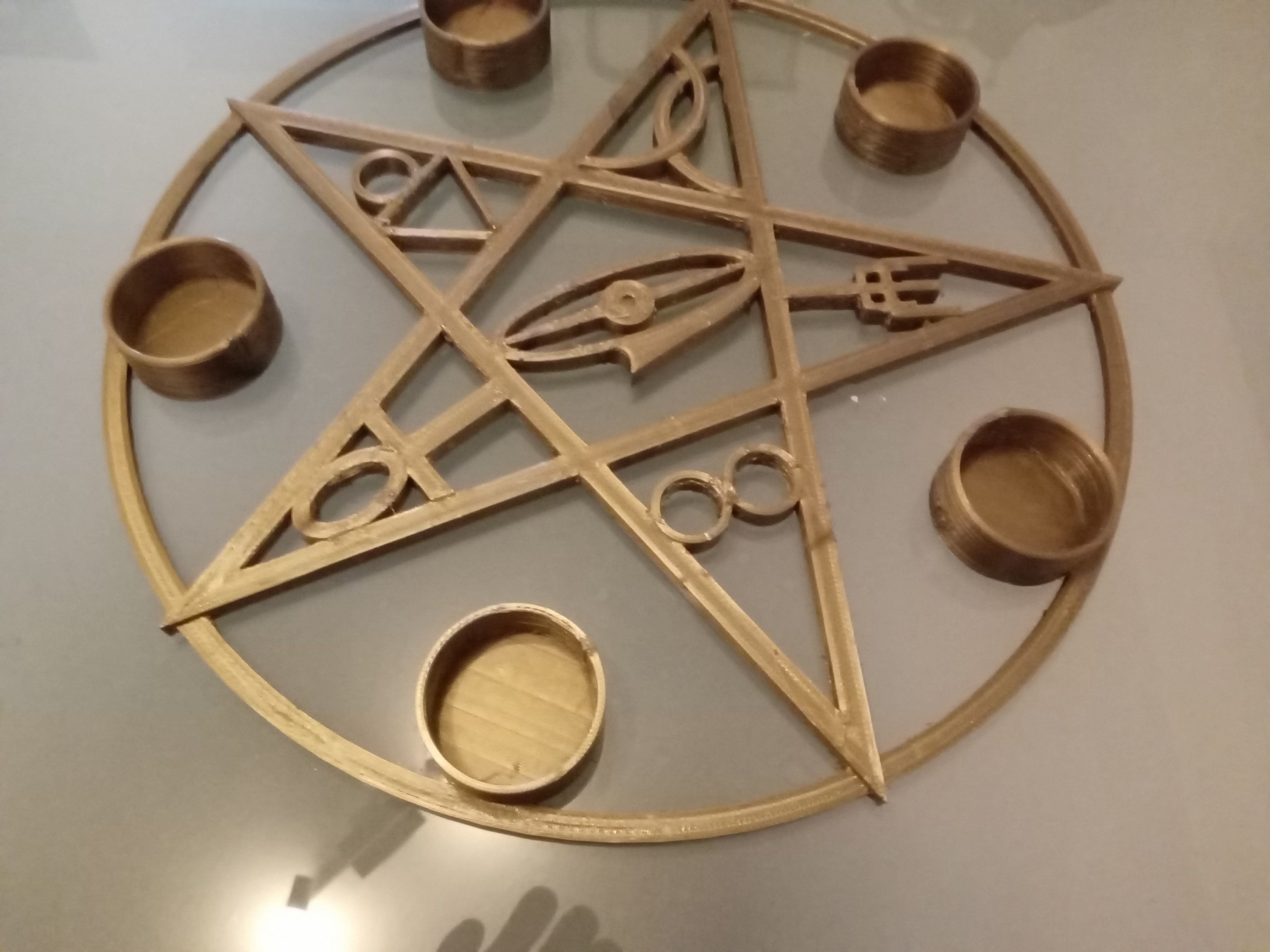 Gothik pentagram candle holder 3D print model_11