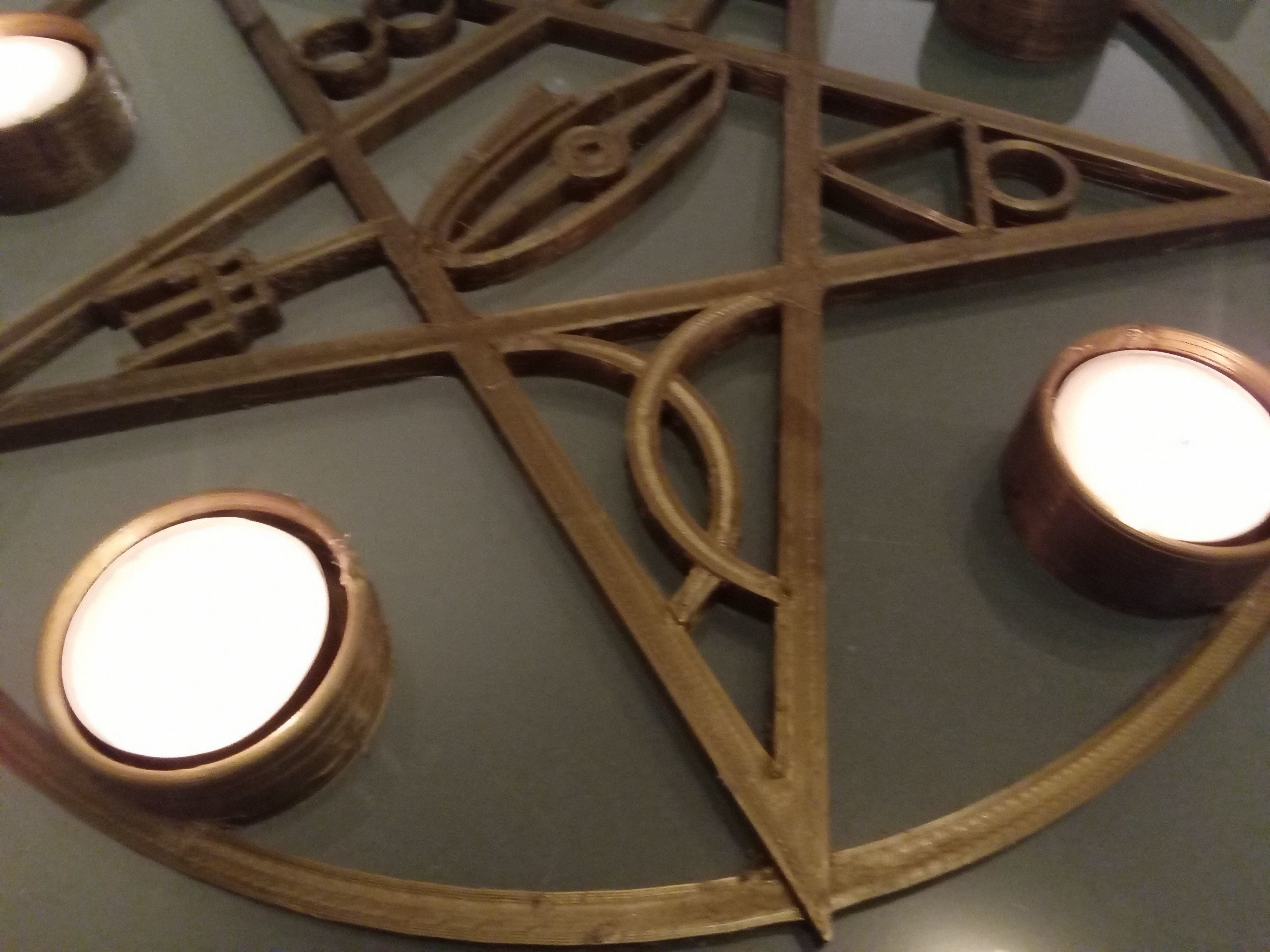 Gothik pentagram candle holder 3D print model_25