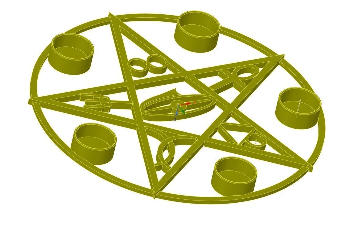 Gothik pentagram candle holder 3D print model_6
