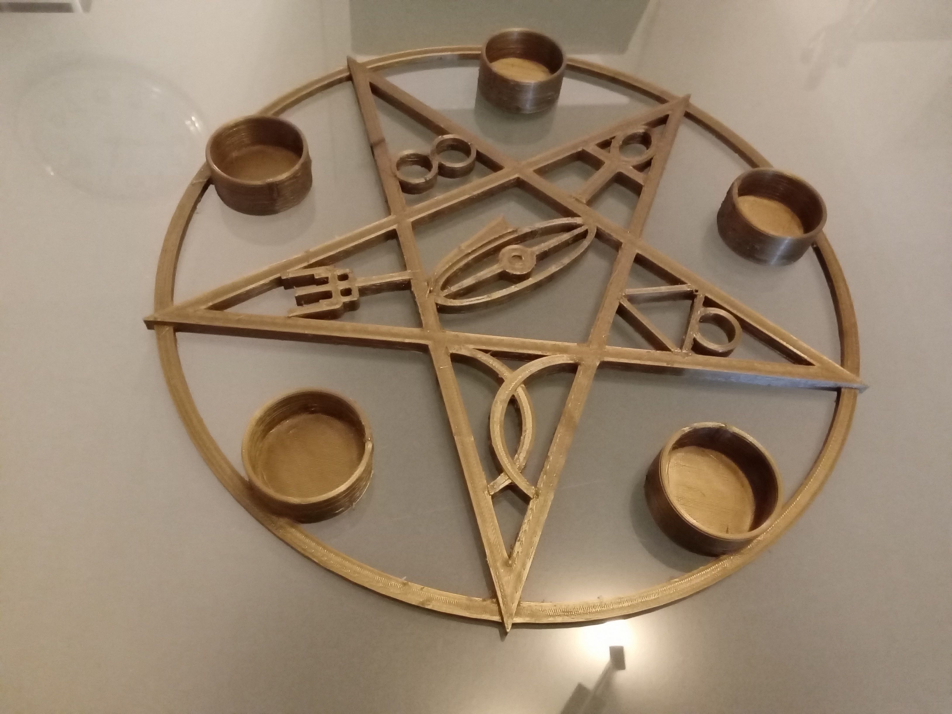 Gothik pentagram candle holder 3D print model_16