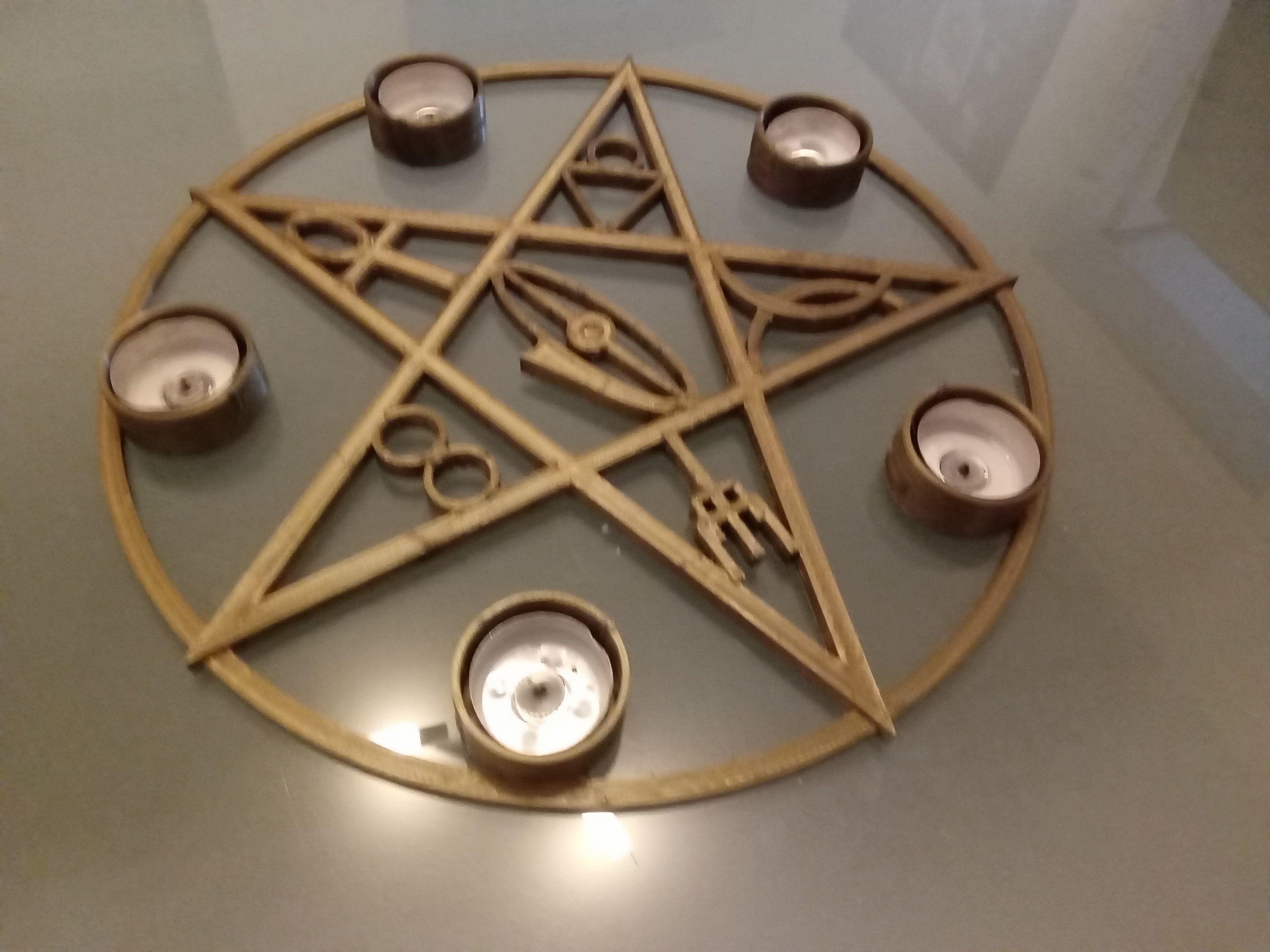 Gothik pentagram candle holder 3D print model_20