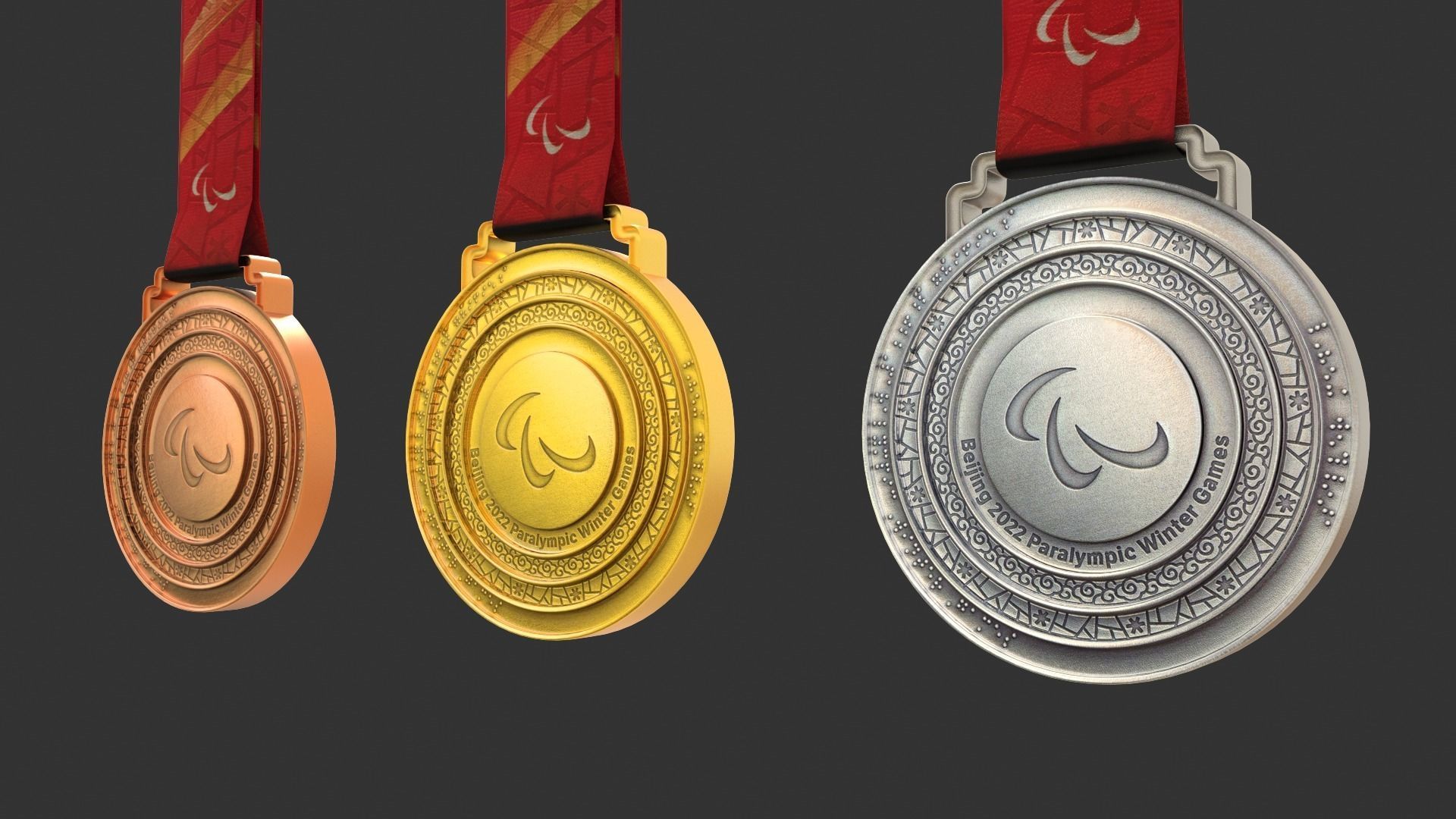 The winter of 2022 Beijing paralympic games medal Olympic medal 3D model_8