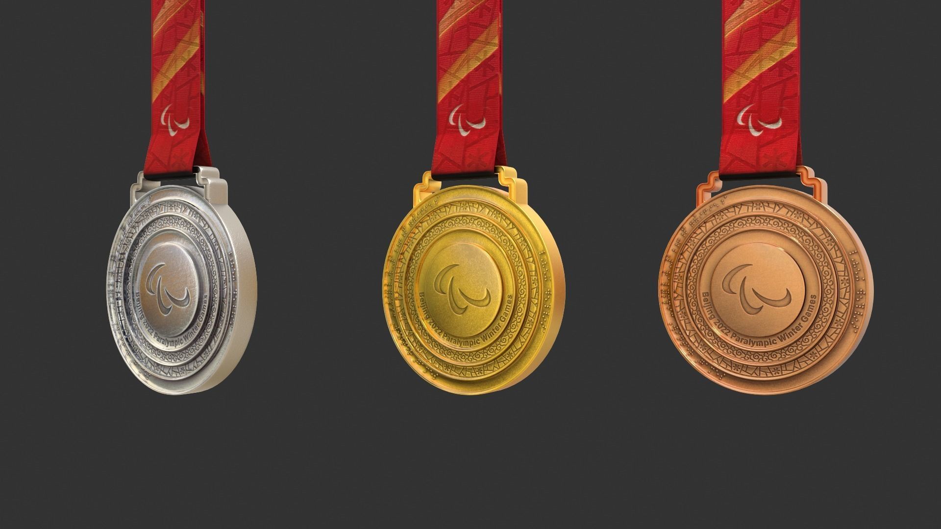 The winter of 2022 Beijing paralympic games medal Olympic medal 3D model_2