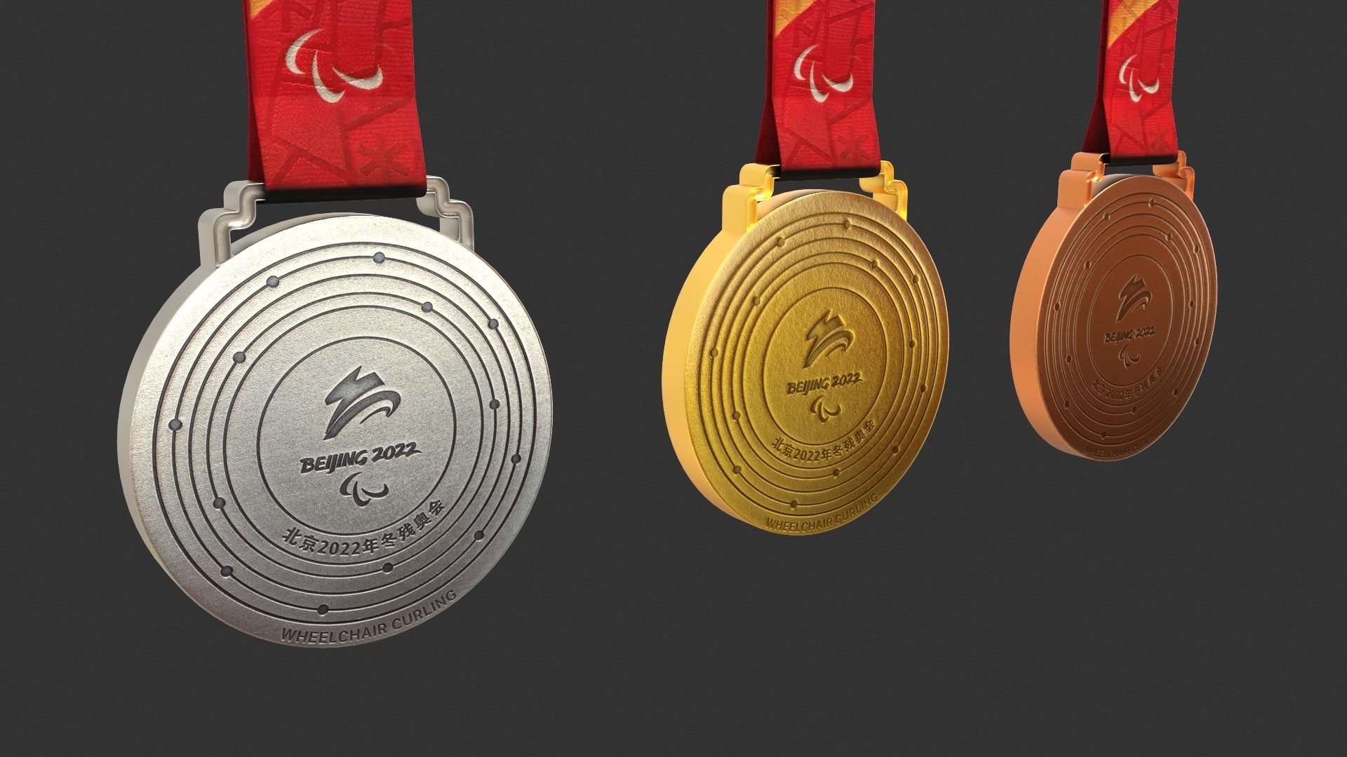 The winter of 2022 Beijing paralympic games medal Olympic medal 3D model_9