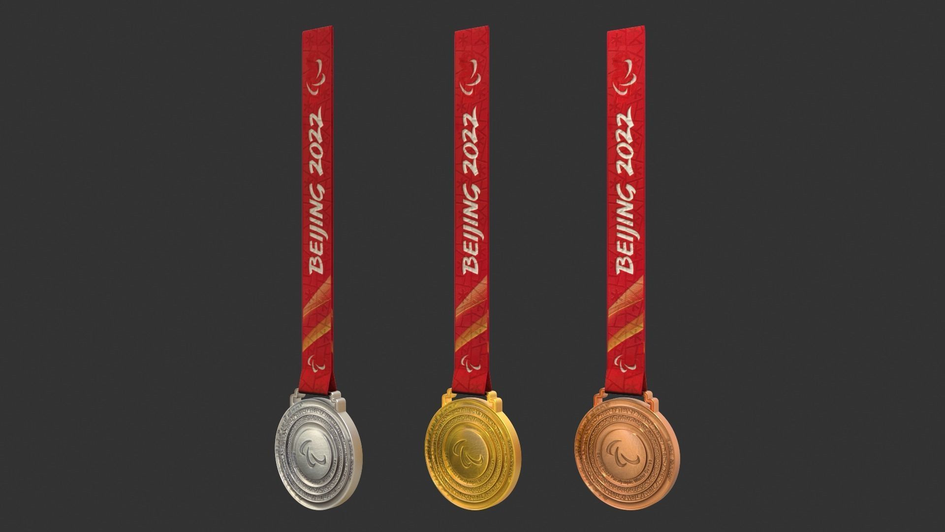 The winter of 2022 Beijing paralympic games medal Olympic medal 3D model_5
