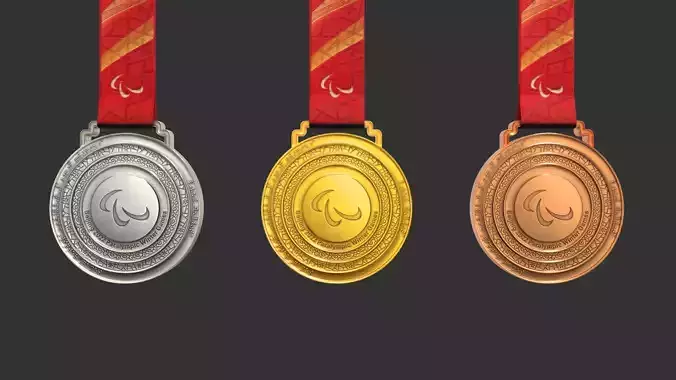 The winter of 2022 Beijing paralympic games medal Olympic medal 3D model