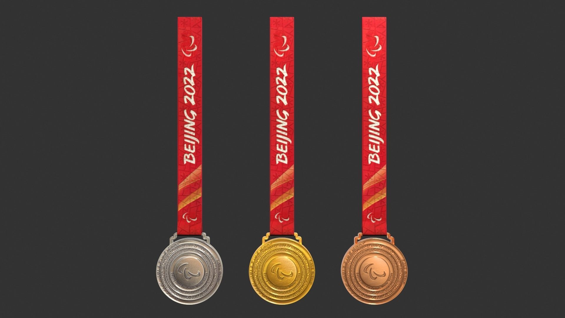 The winter of 2022 Beijing paralympic games medal Olympic medal 3D model_4