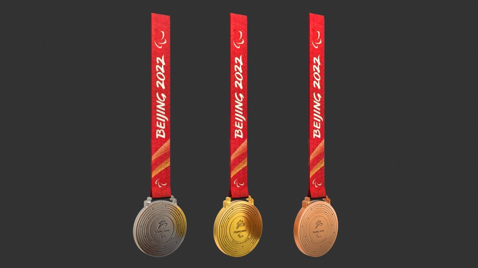 The winter of 2022 Beijing paralympic games medal Olympic medal 3D model_6