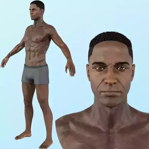 Black Man Realistic Character Low-poly 3D model Low-poly 3D model