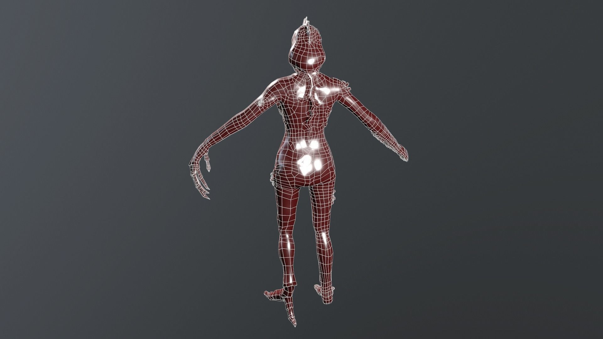 Parasite w female zombie Low-poly 3D model_11