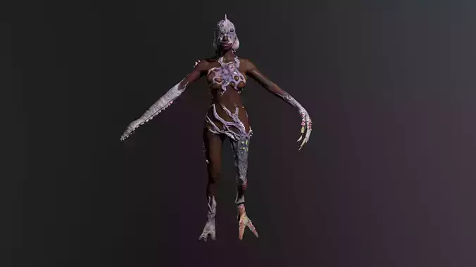 Parasite w female zombie Low-poly 3D model Parasite w female zombie Low-poly 3D model