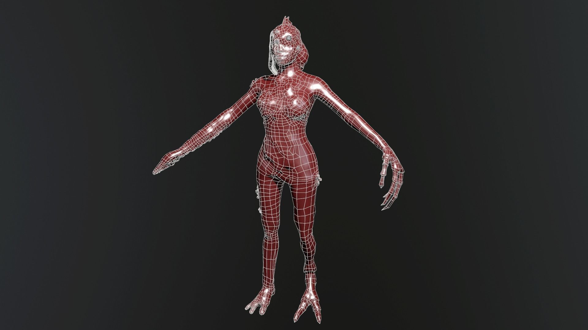 Parasite w female zombie Low-poly 3D model_9