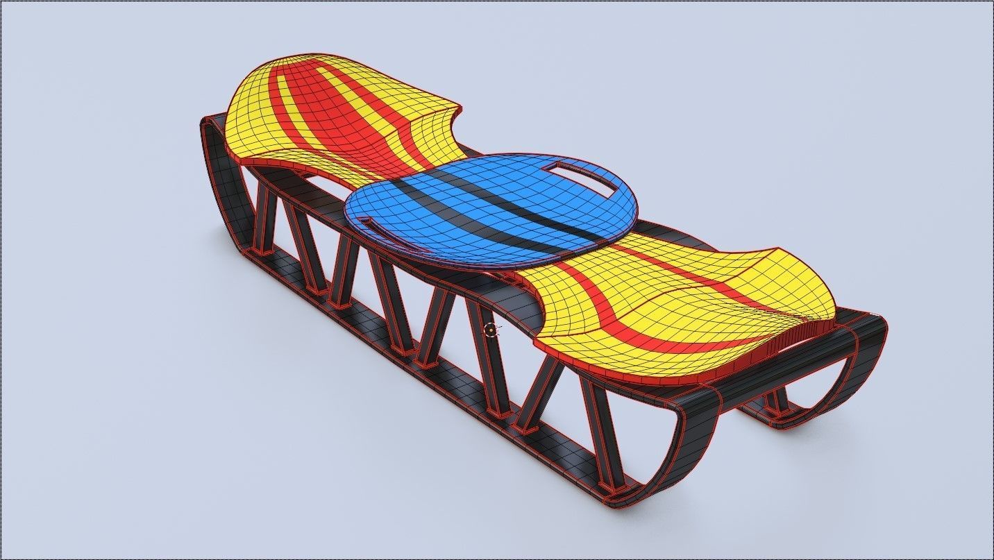 Sleigh chair with design Low-poly 3D model_7