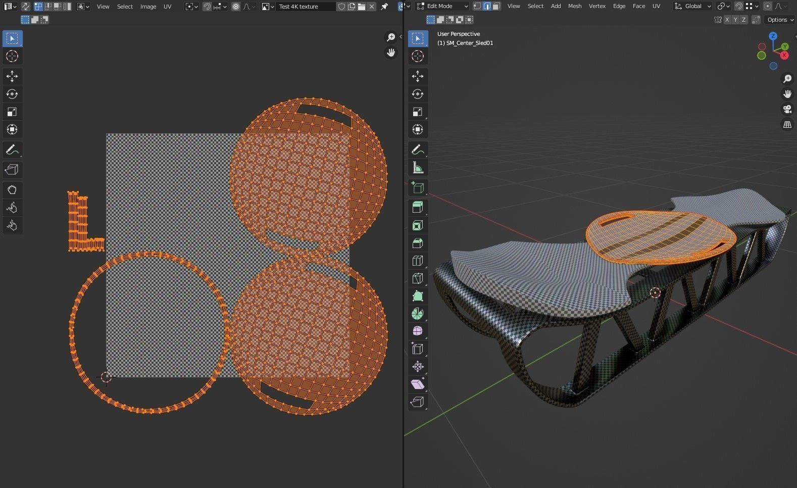 Sleigh chair with design Low-poly 3D model_5
