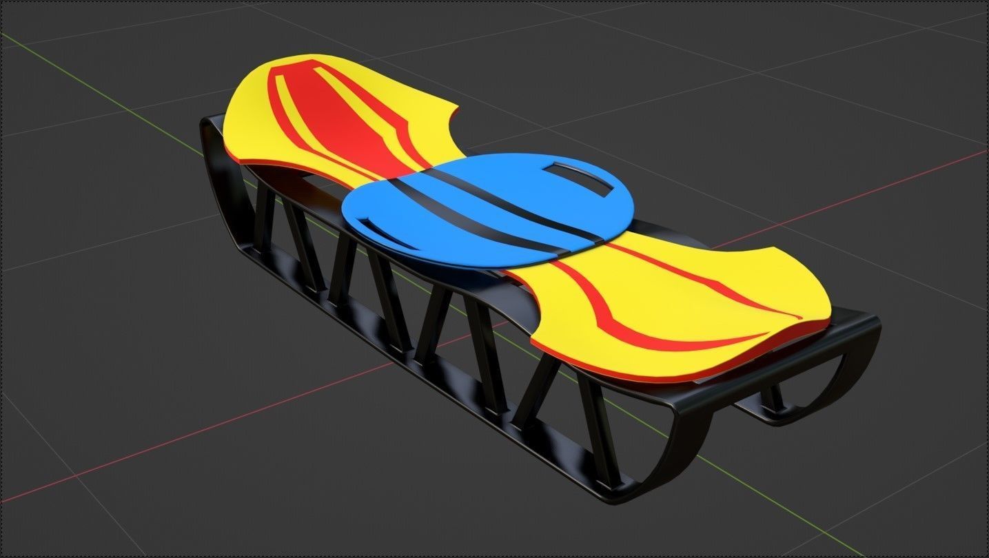 Sleigh chair with design Low-poly 3D model_1