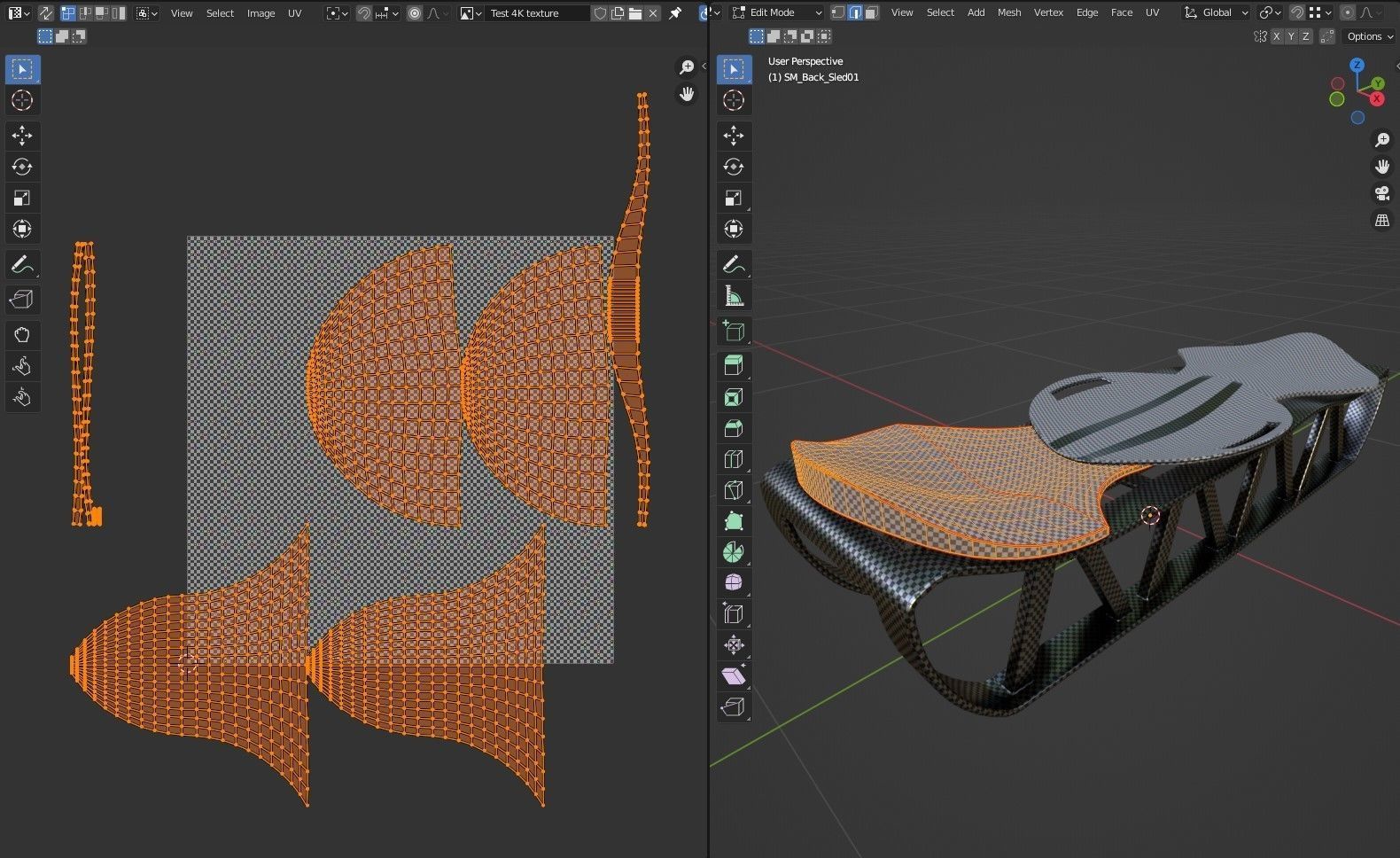 Sleigh chair with design Low-poly 3D model_3