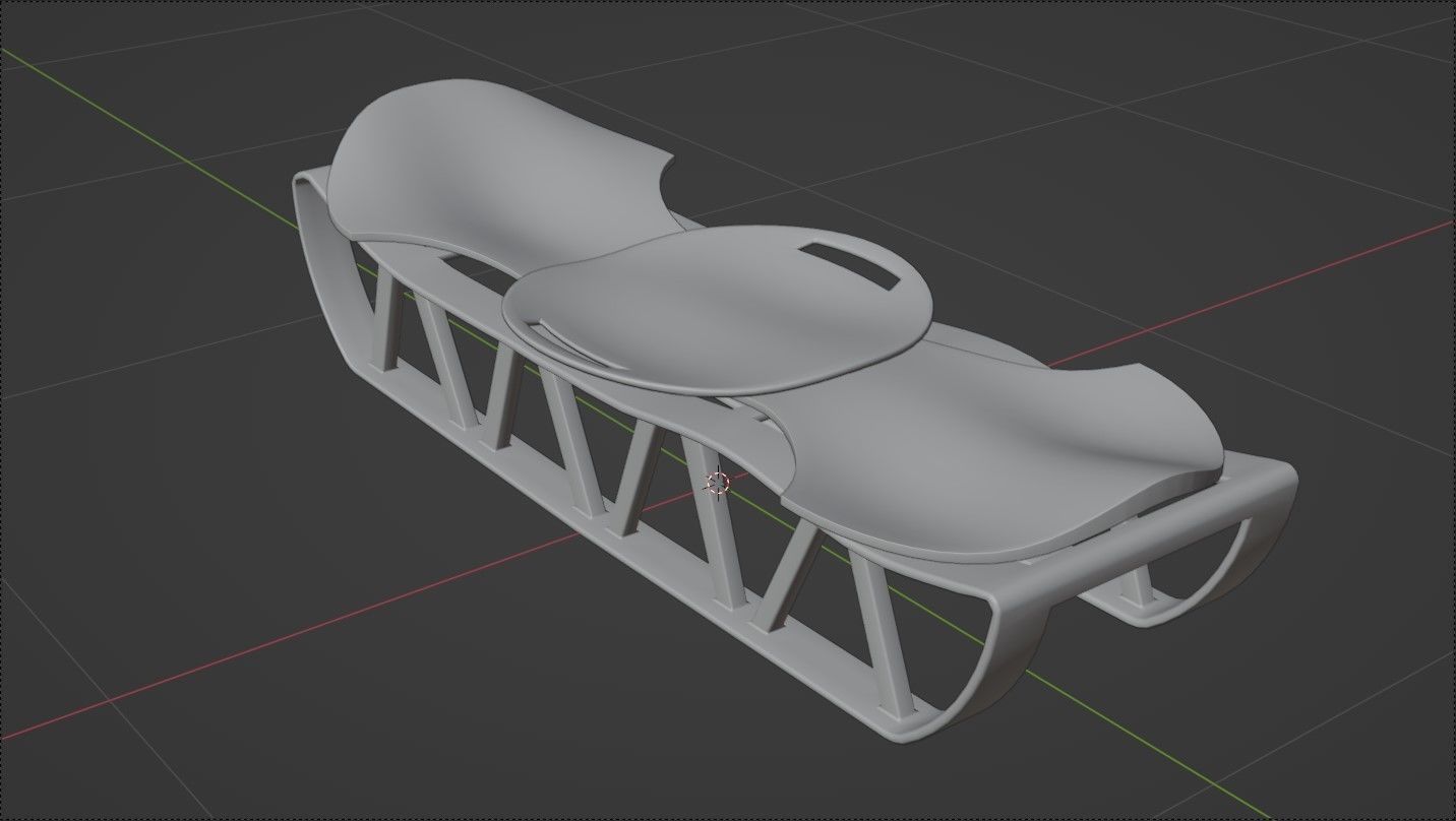 Sleigh chair with design Low-poly 3D model_8
