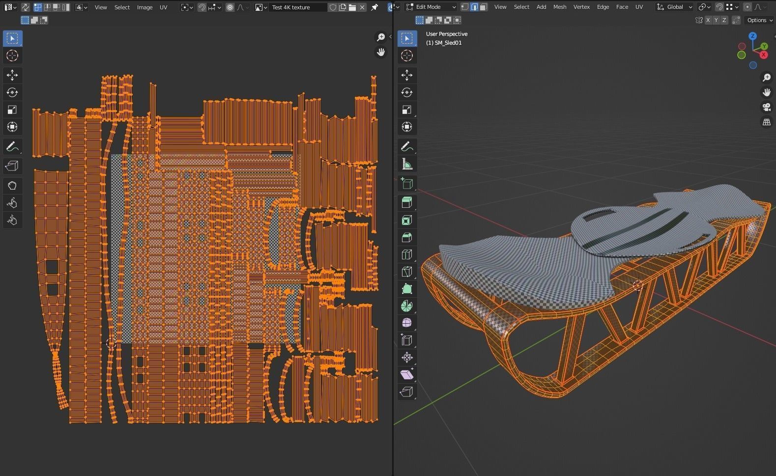 Sleigh chair with design Low-poly 3D model_2