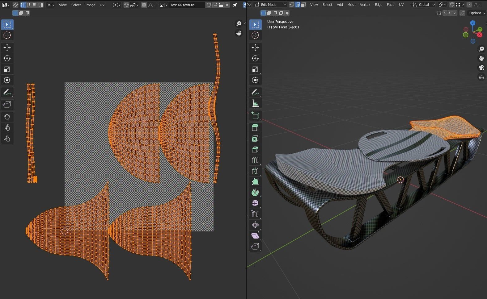 Sleigh chair with design Low-poly 3D model_4