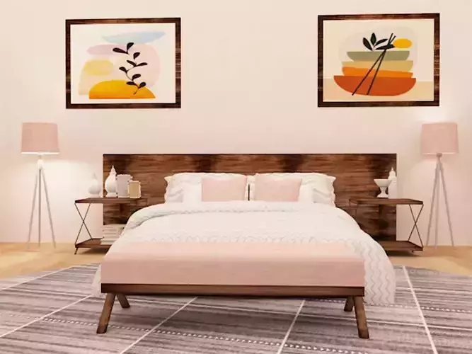 Scandinavian bedroom scene 3D model