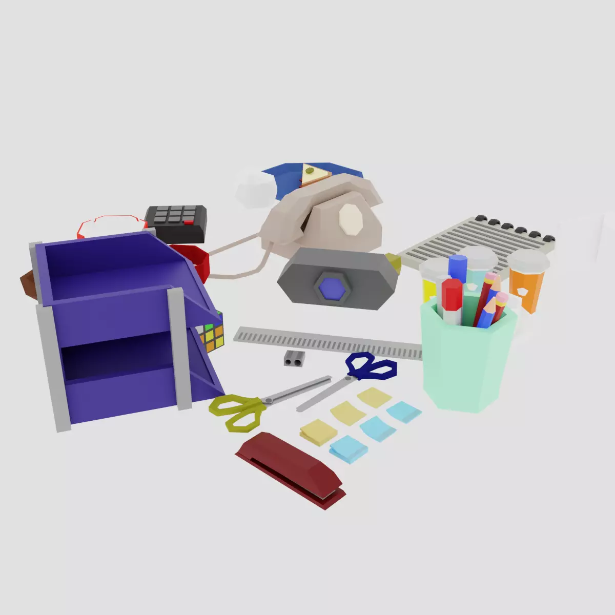  Office Items Office Tools Office supply Desk Decorations 3D model_0