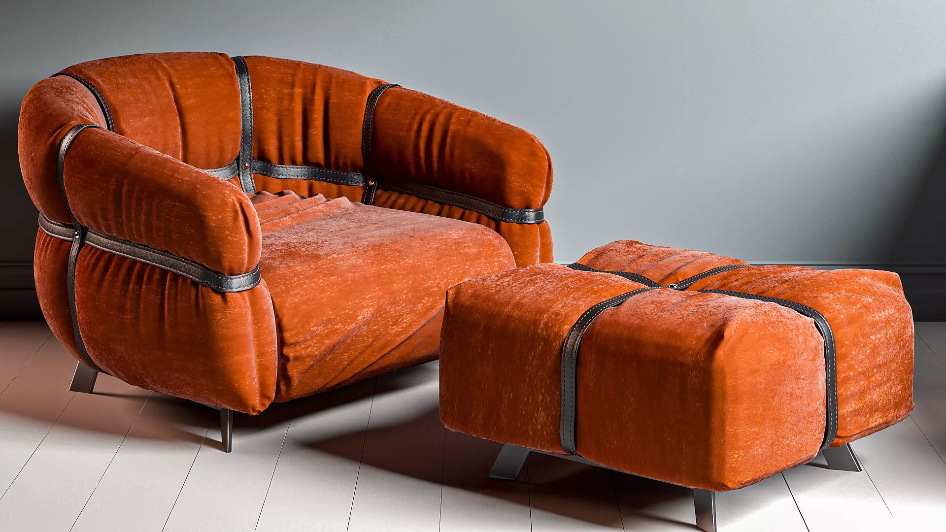 armchair orange chair 3D model_0