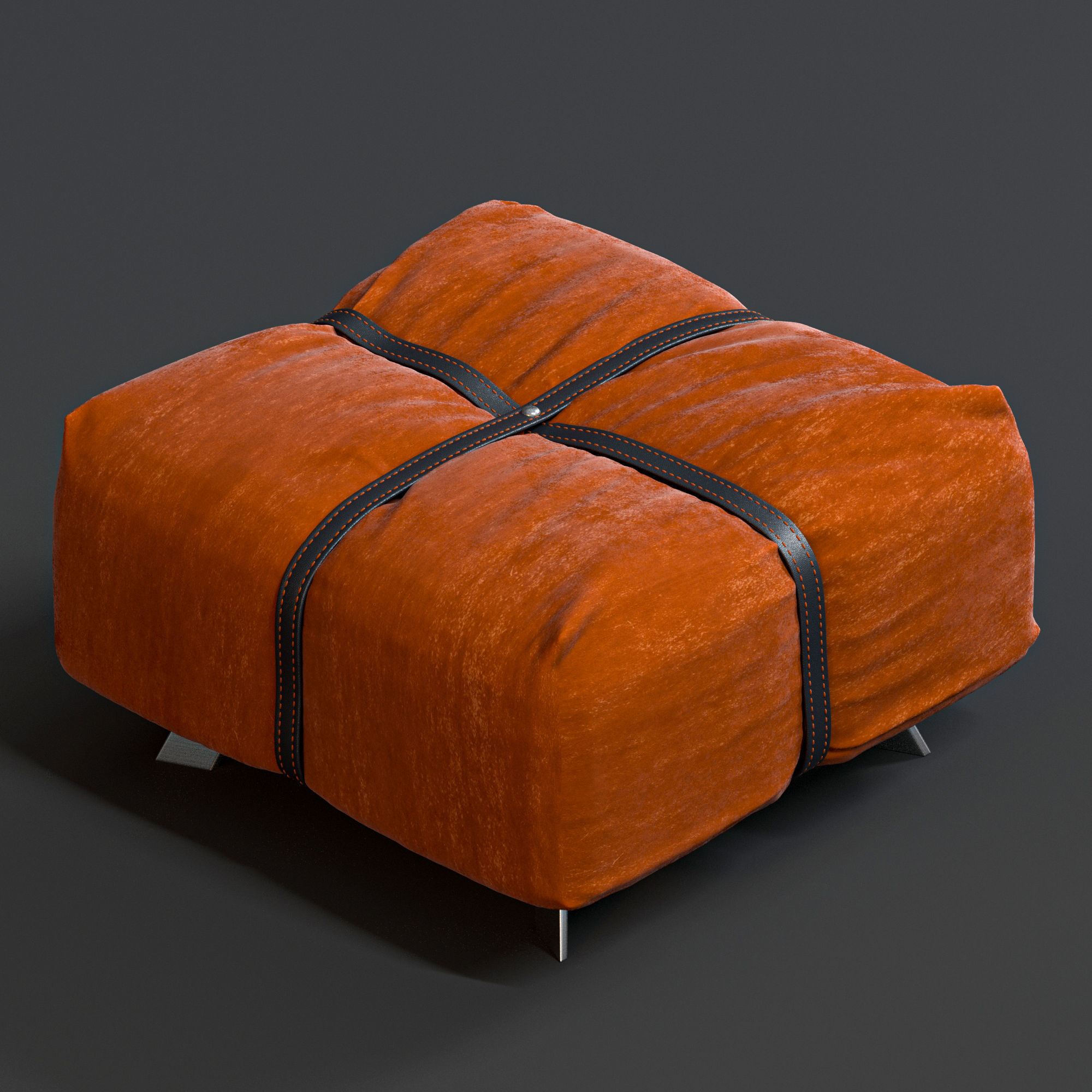 armchair orange chair 3D model_4