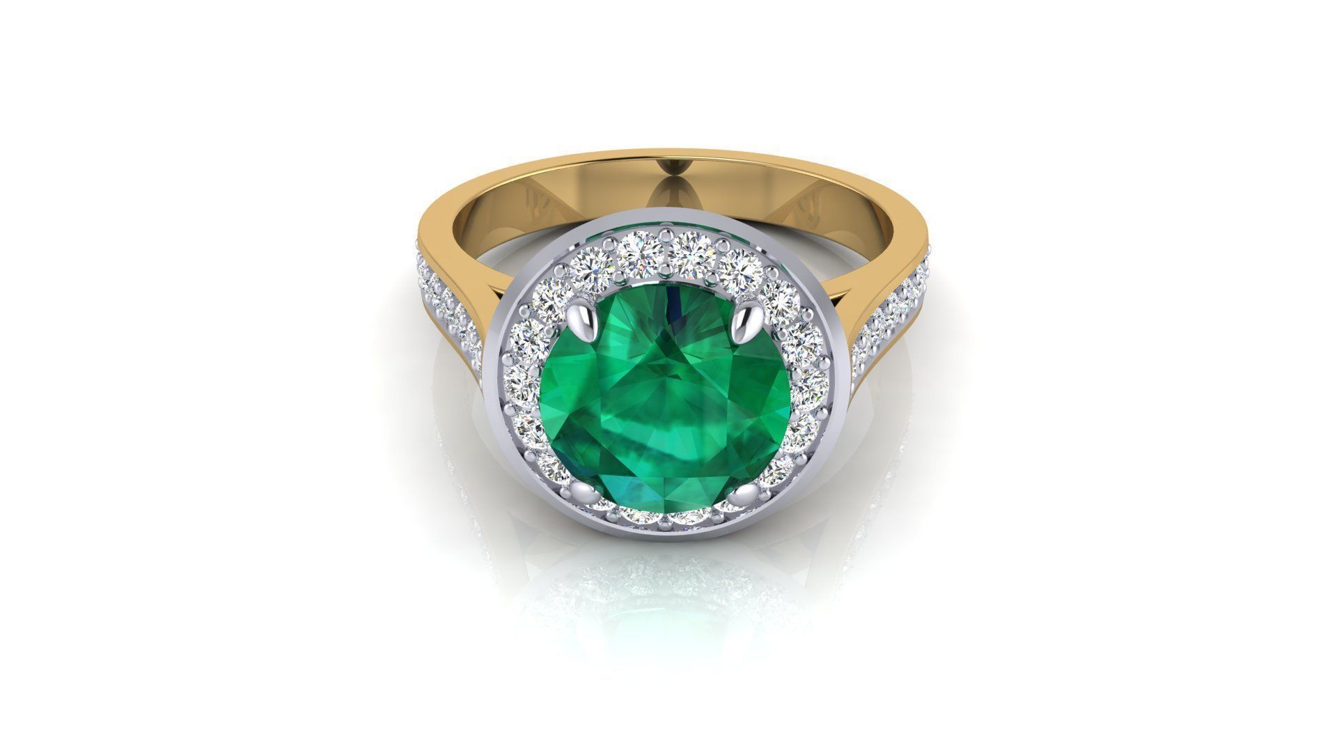 Tiffany Ring with Gemstone and Diamonds 3D print model_2
