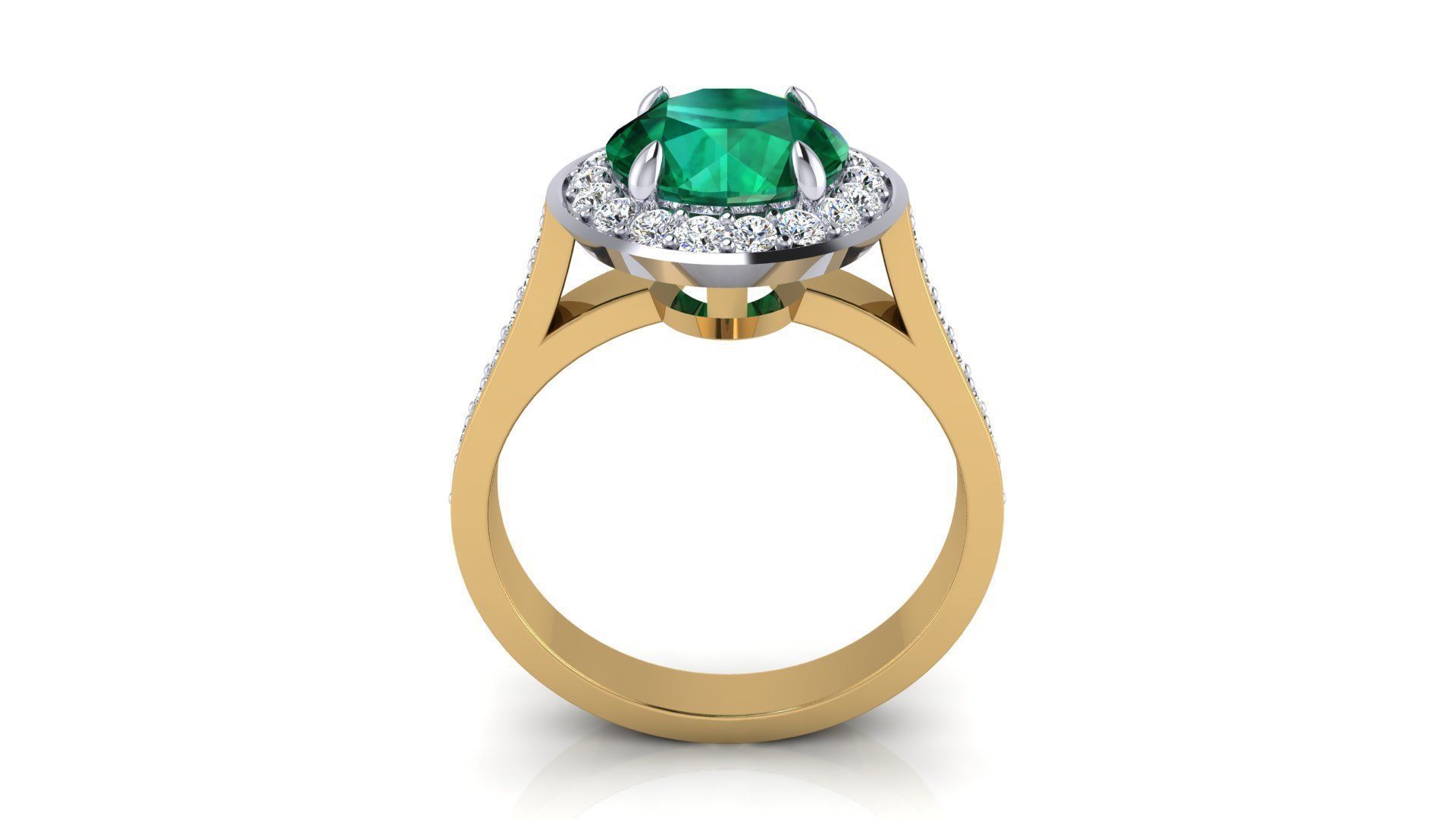 Tiffany Ring with Gemstone and Diamonds 3D print model_1